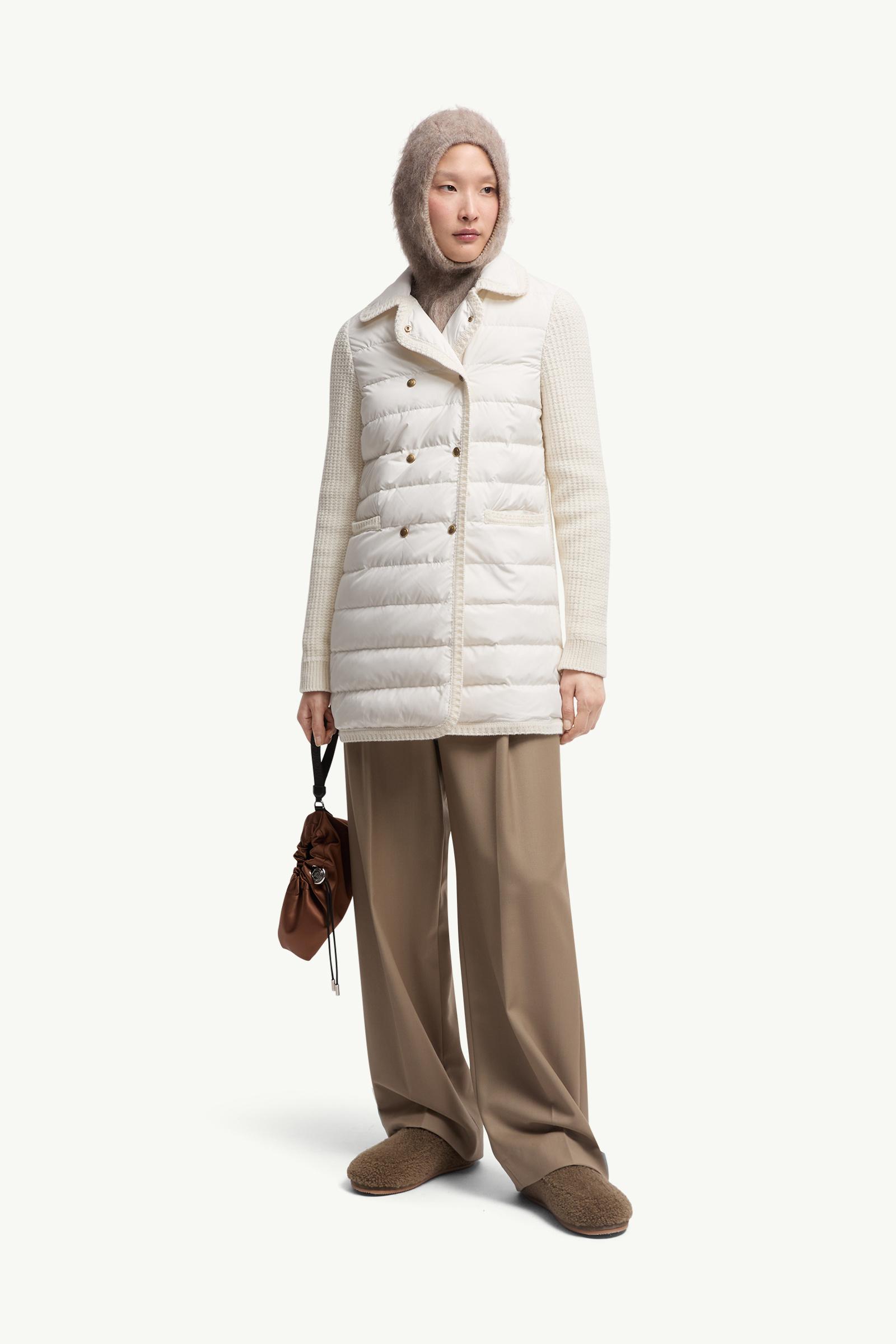 Moncler Wool & Cashmere Padded Cardigan White White