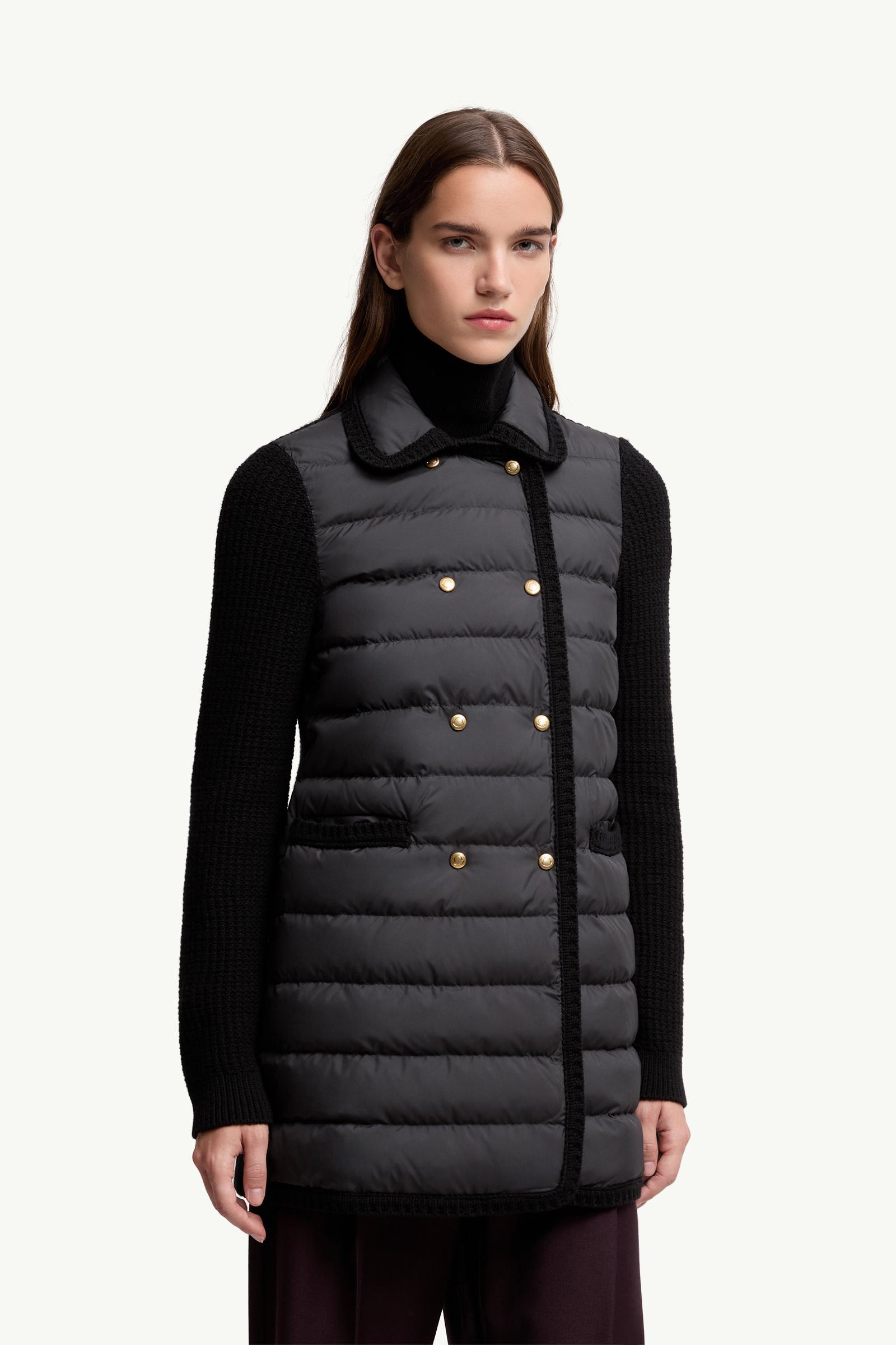 Moncler Wool & Cashmere Padded Cardigan Black Black