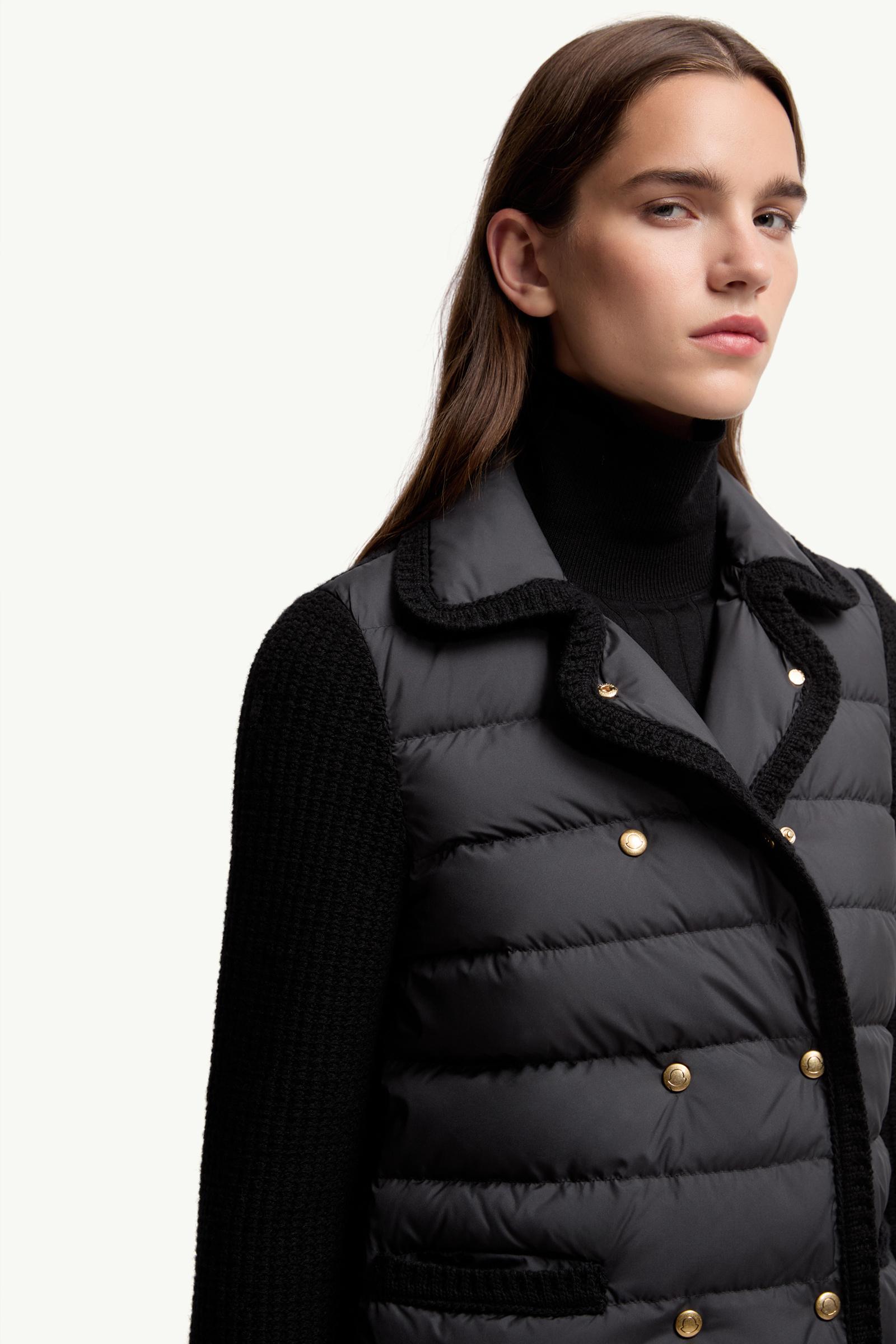 Moncler Wool & Cashmere Padded Cardigan Black Black