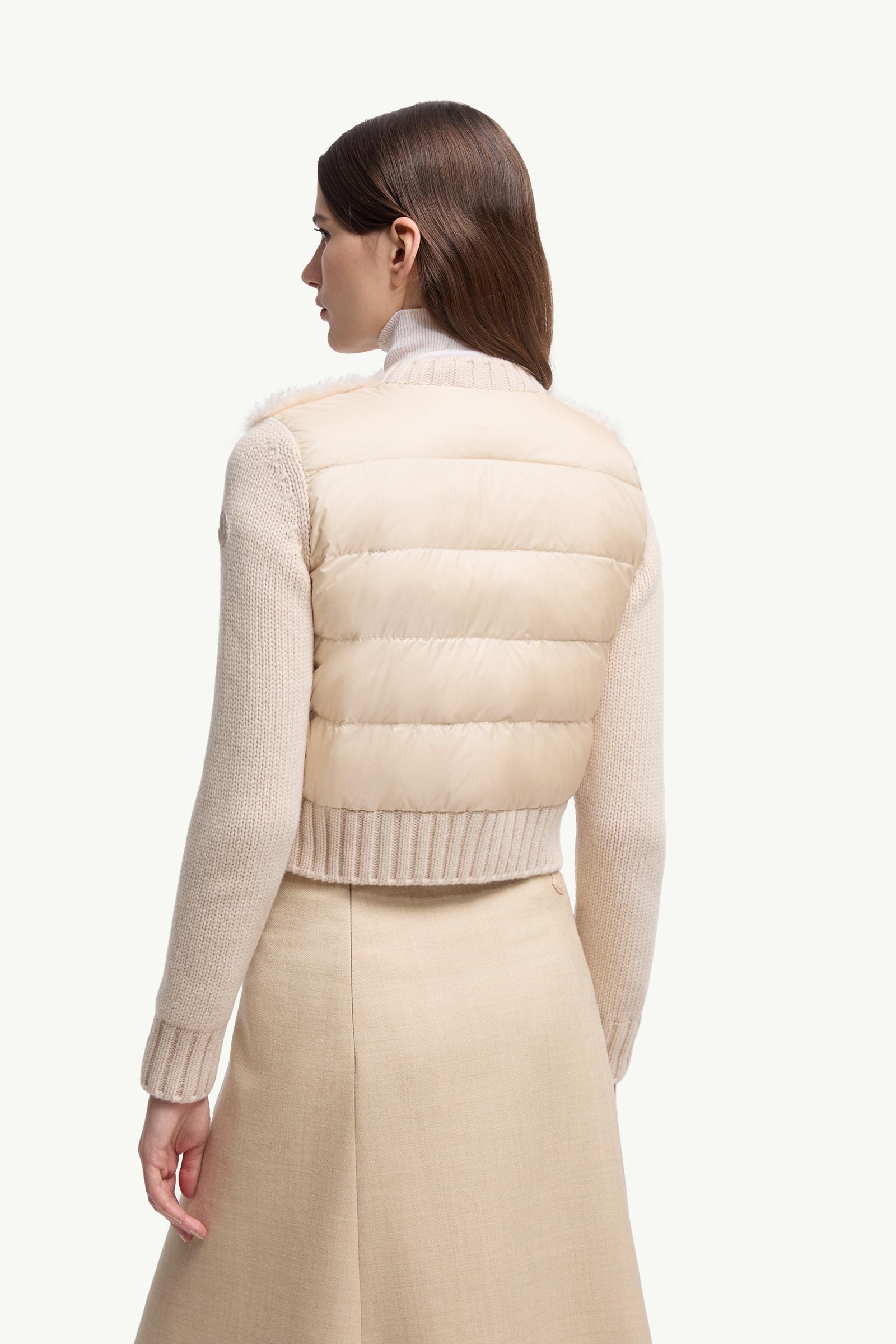 Moncler Padded Wool & Teddy Cardigan Beige Beige