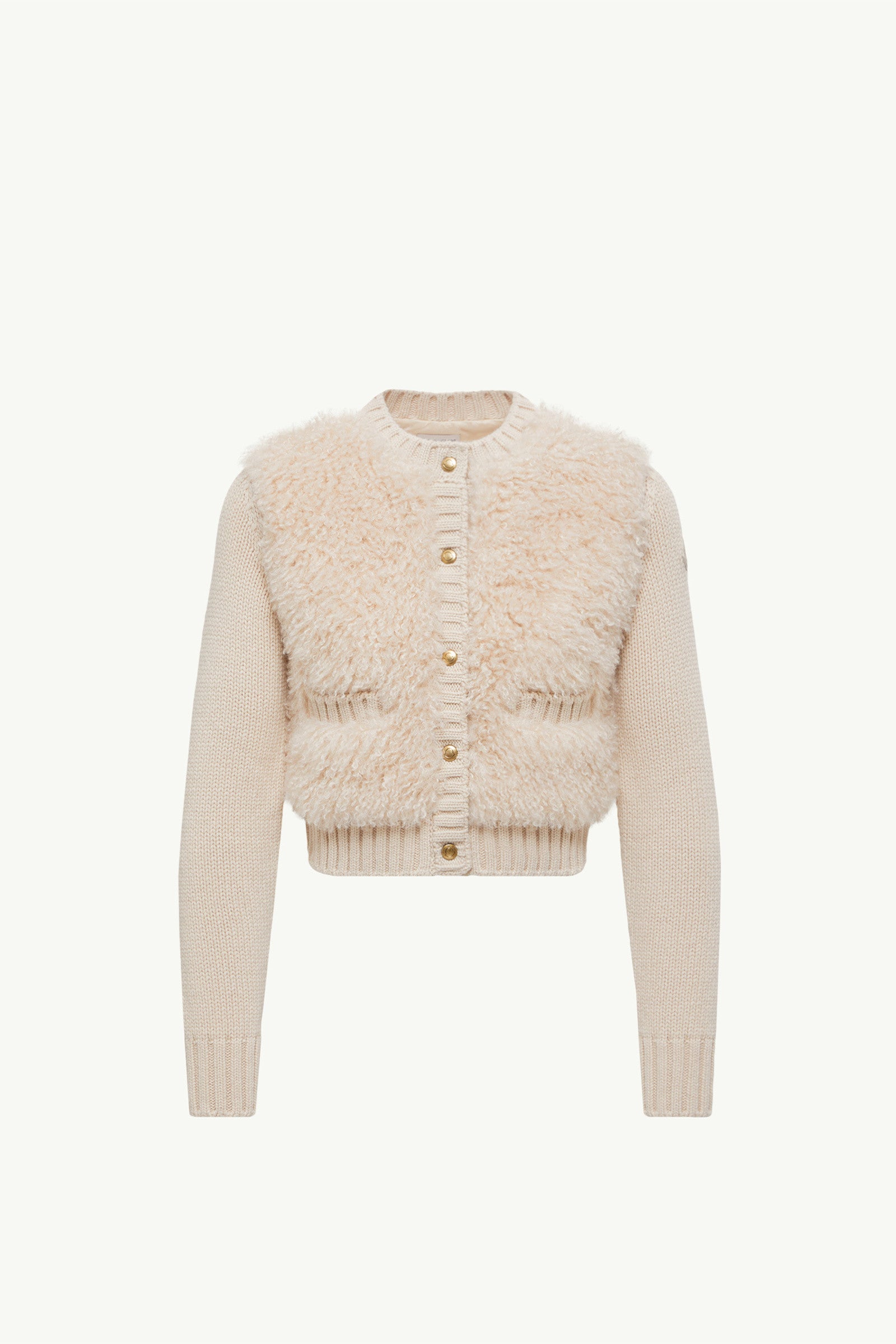 Moncler Padded Wool & Teddy Cardigan Beige Beige