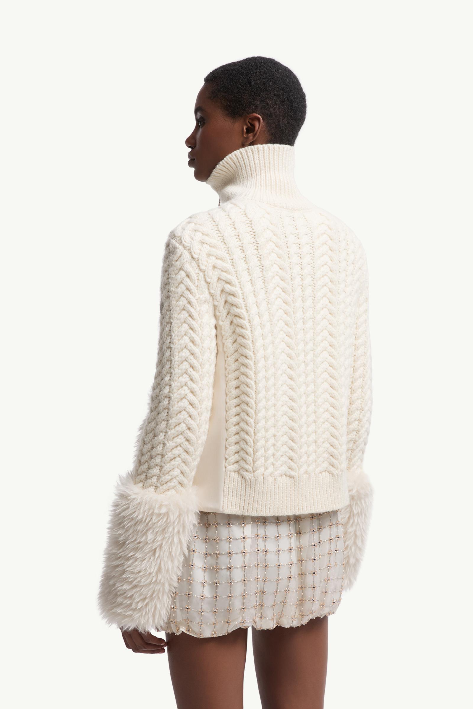 Moncler Wool Blend Zip-Up Cardigan White Ivory White Ivory