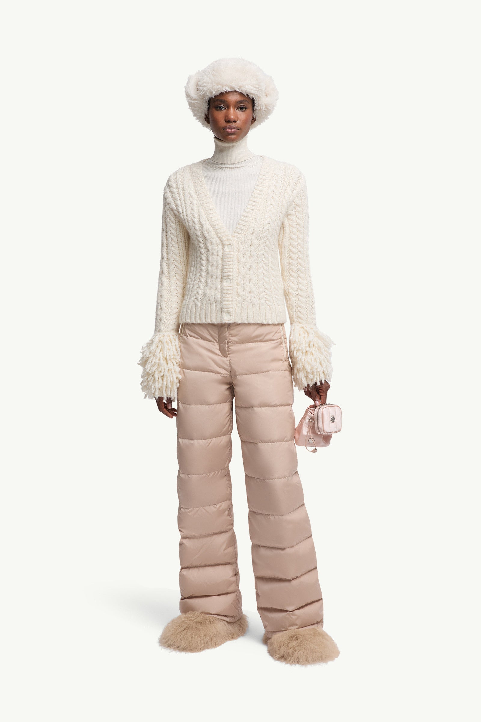 Moncler Alpaca Blend V-Neck Cardigan White Ivory White Ivory