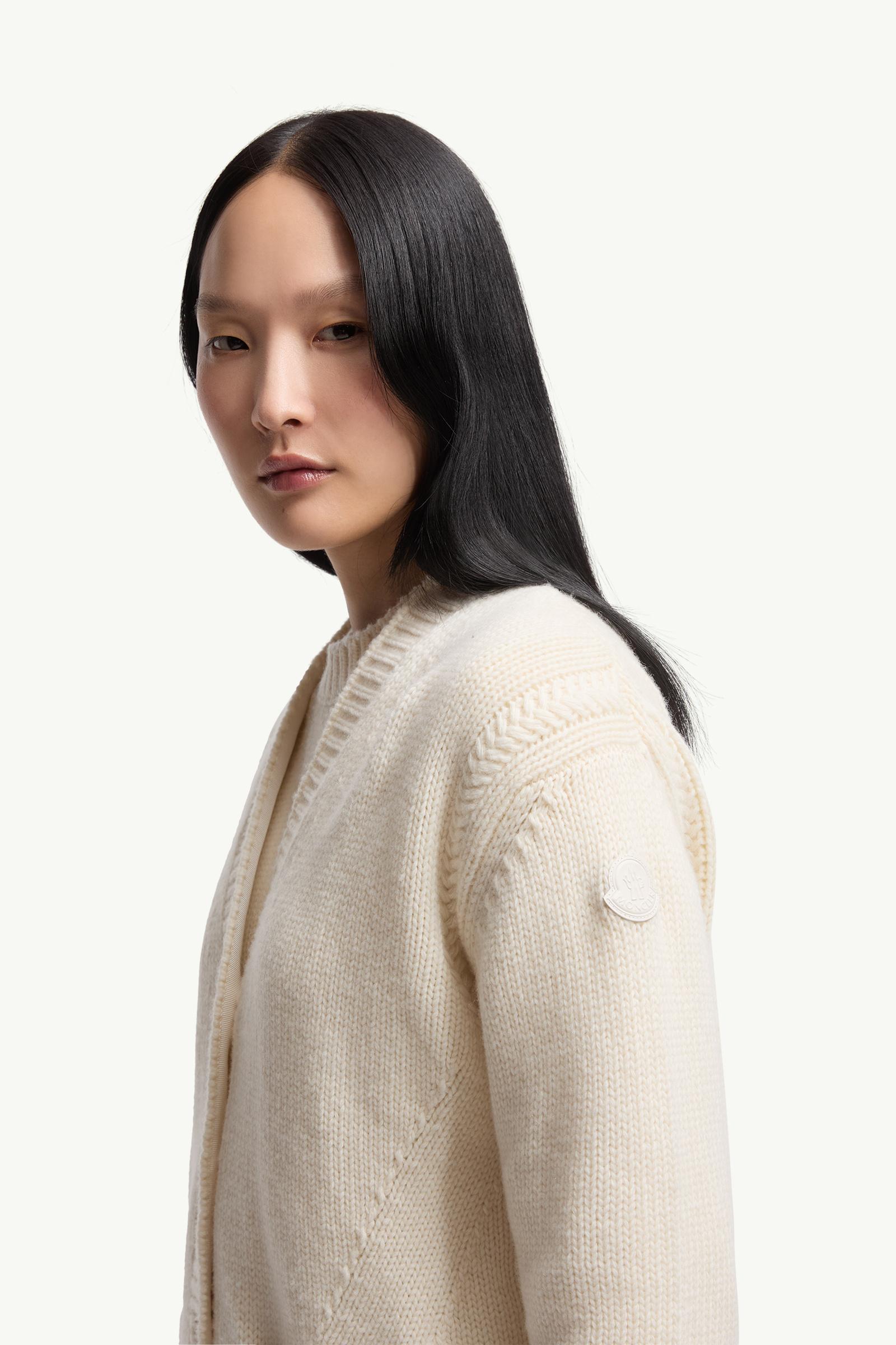 Moncler Wool & Cashmere V-Neck Cardigan White White