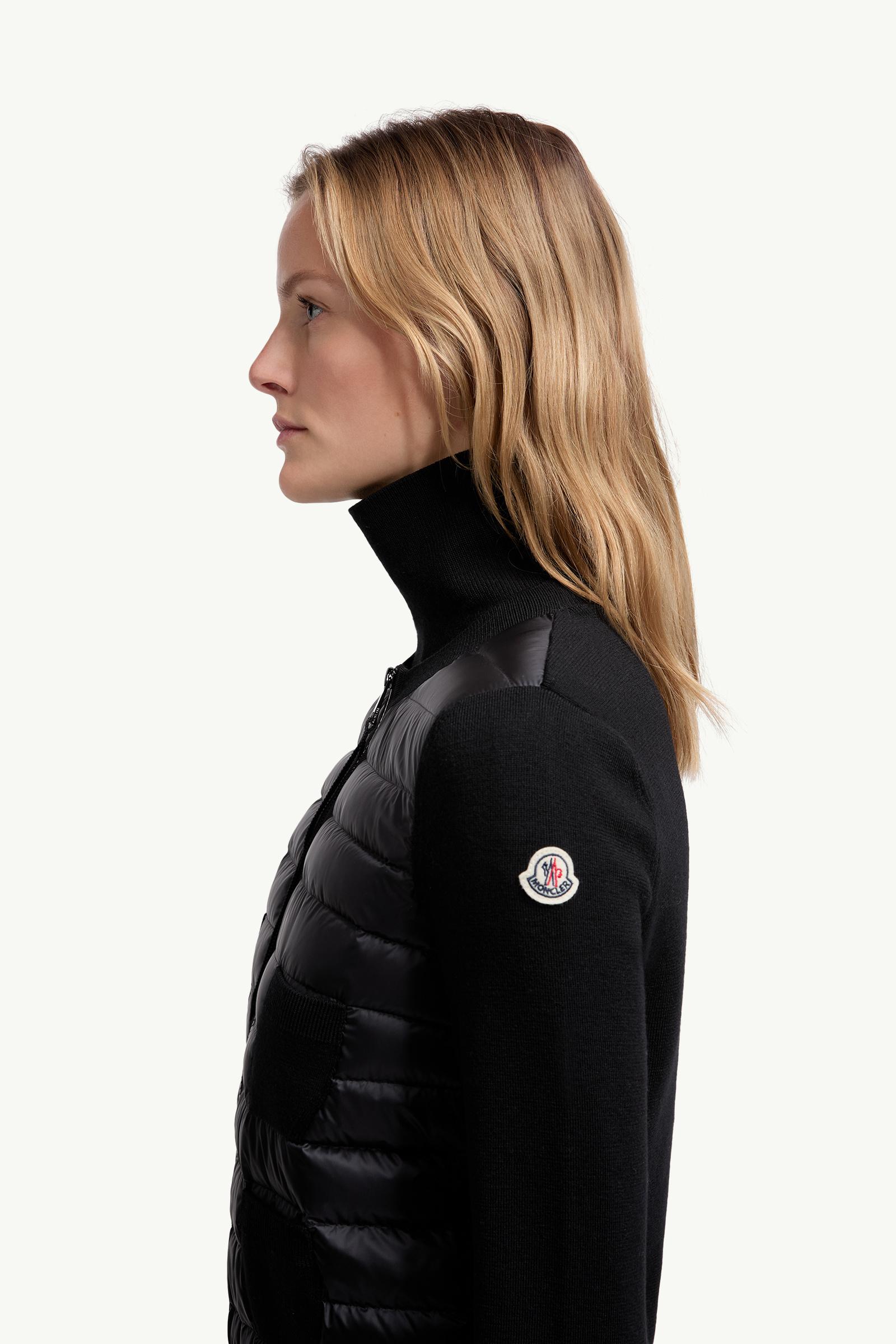 Moncler Padded Wool Zip-Up Cardigan Black Black