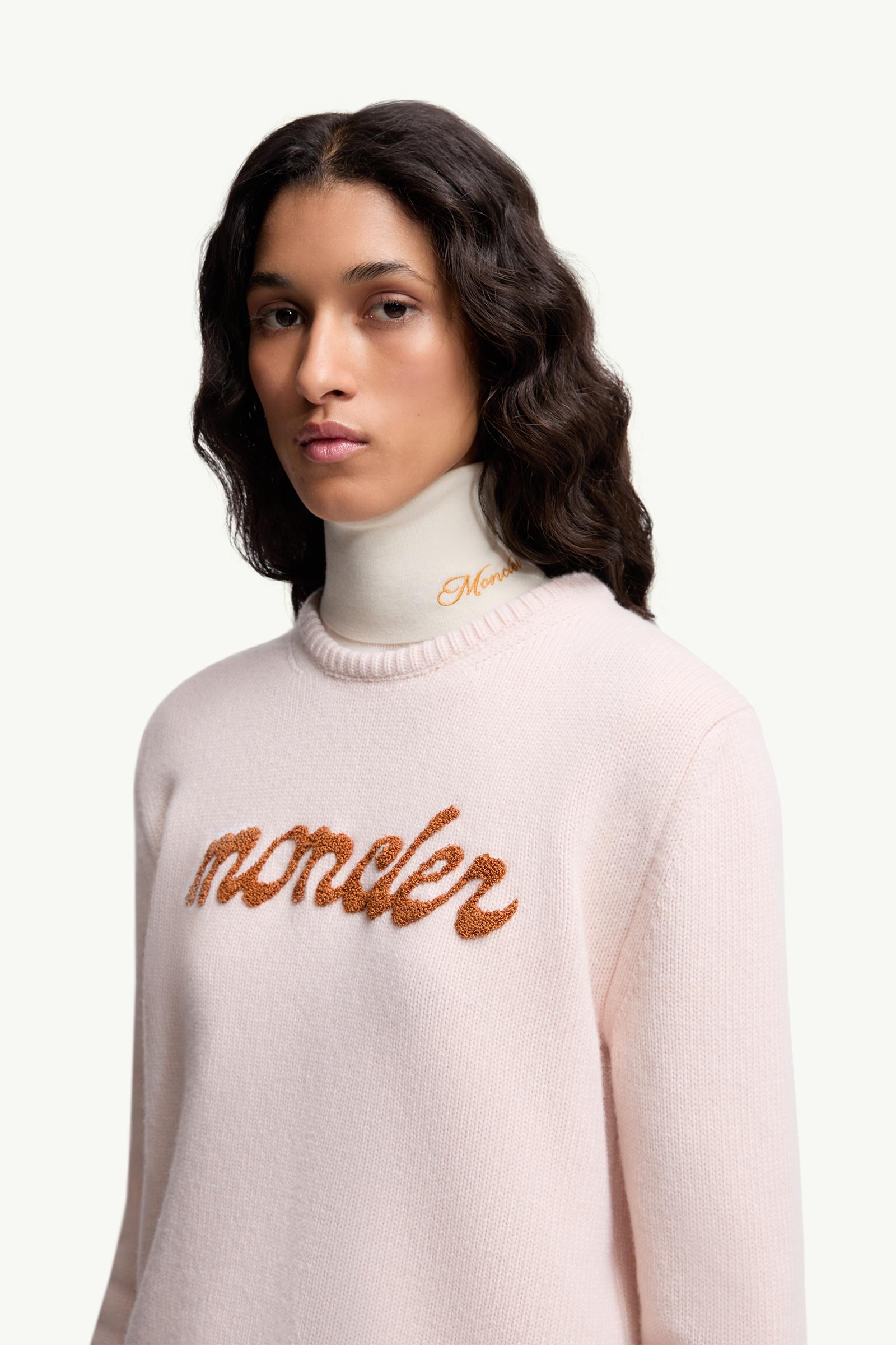 Moncler Embroidered Logo Wool & Cashmere Sweater Light Pink Light Pink
