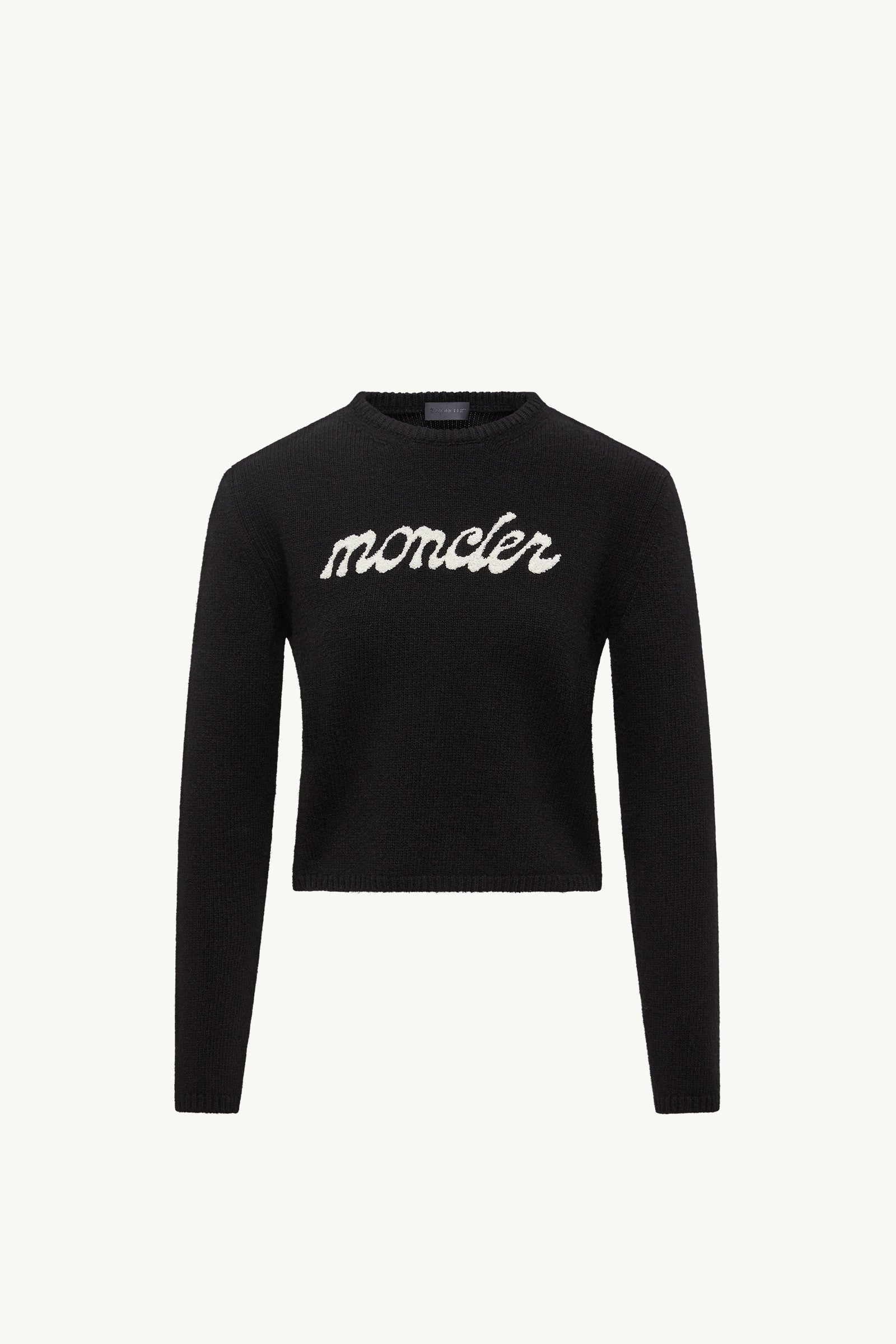 Moncler Embroidered Logo Wool & Cashmere Sweater Black Black