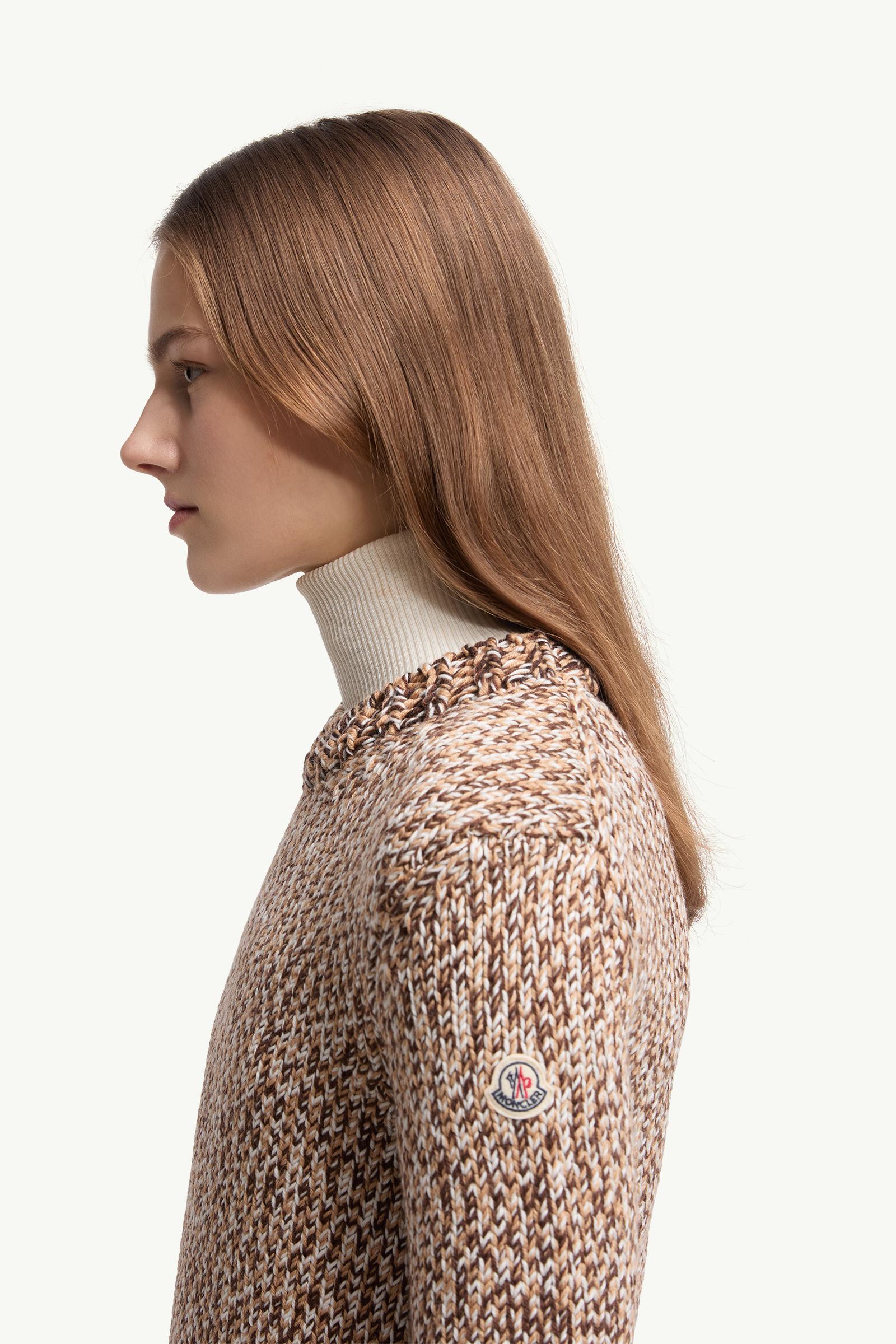 Moncler Mouliné Wool Sweater Brown Brown