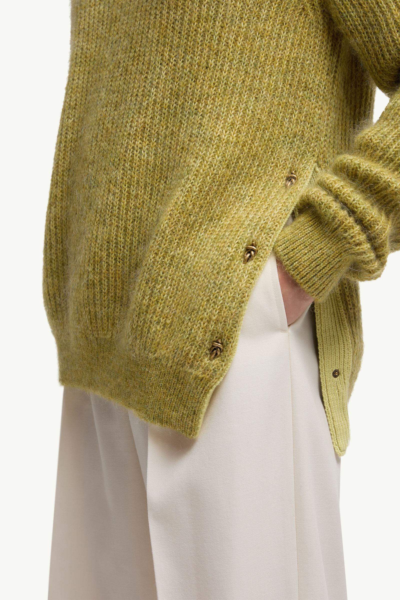 Moncler Mohair & Wool Blend Sweater Lime Green Lime Green