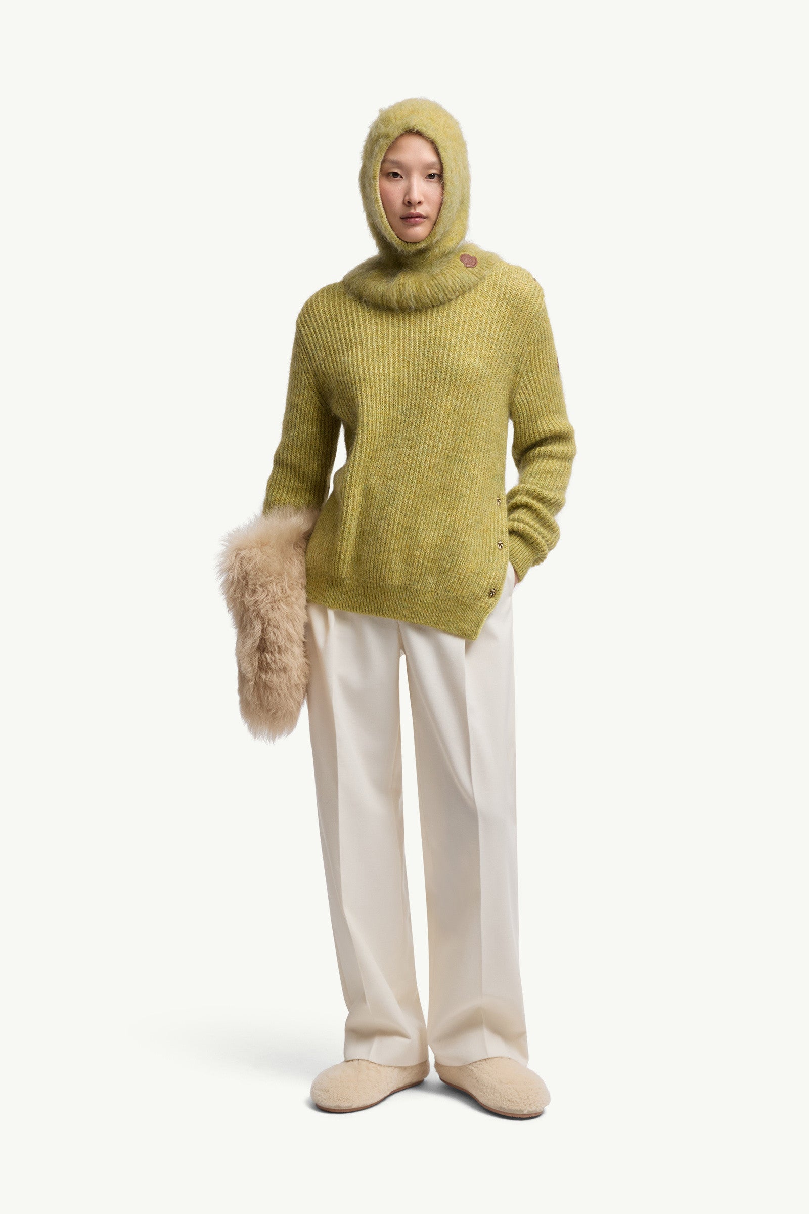 Moncler Mohair & Wool Blend Sweater Lime Green Lime Green
