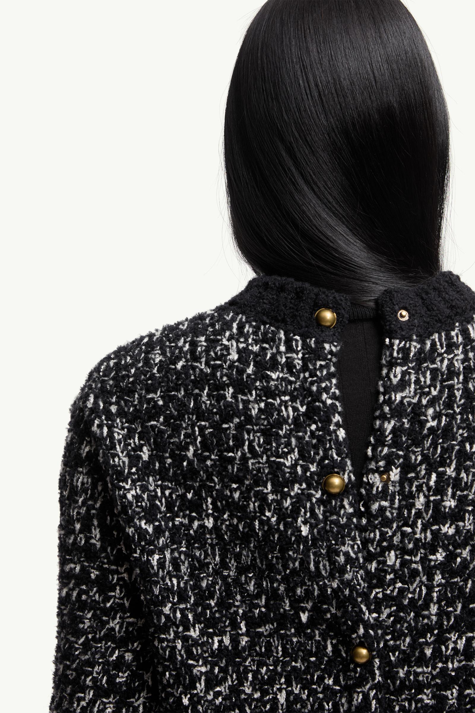 Moncler Fringe-Trim Wool Blend Sweater Black Black