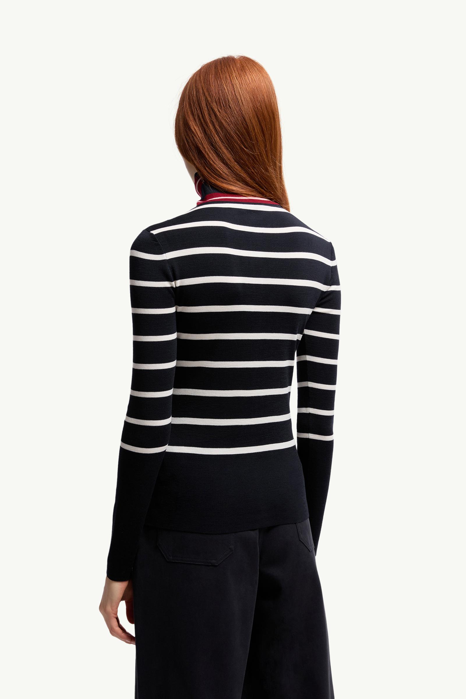 Moncler Striped Wool Turtleneck Sweater Blue & White Blue & White