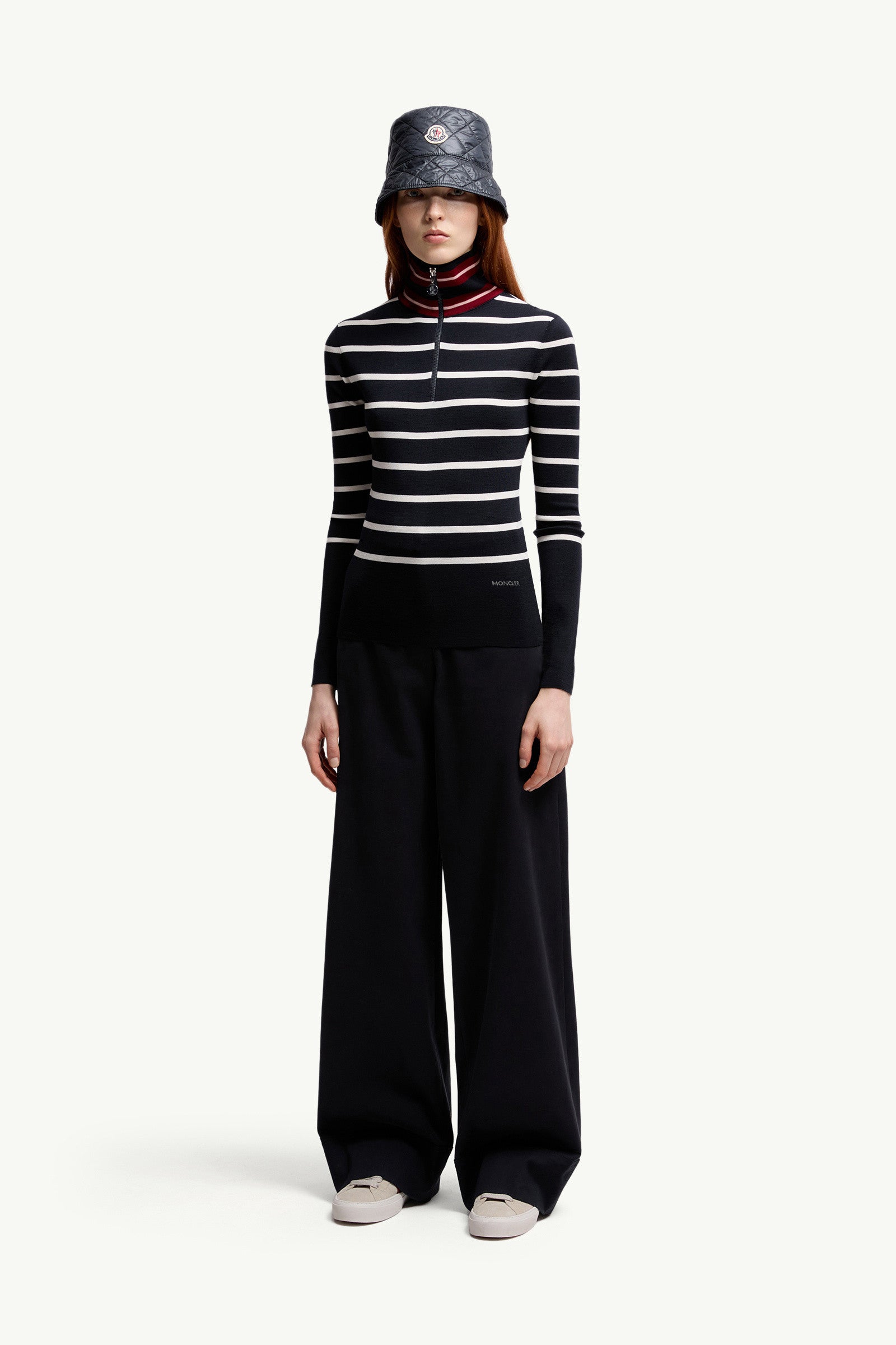 Moncler Striped Wool Turtleneck Sweater Blue & White Blue & White