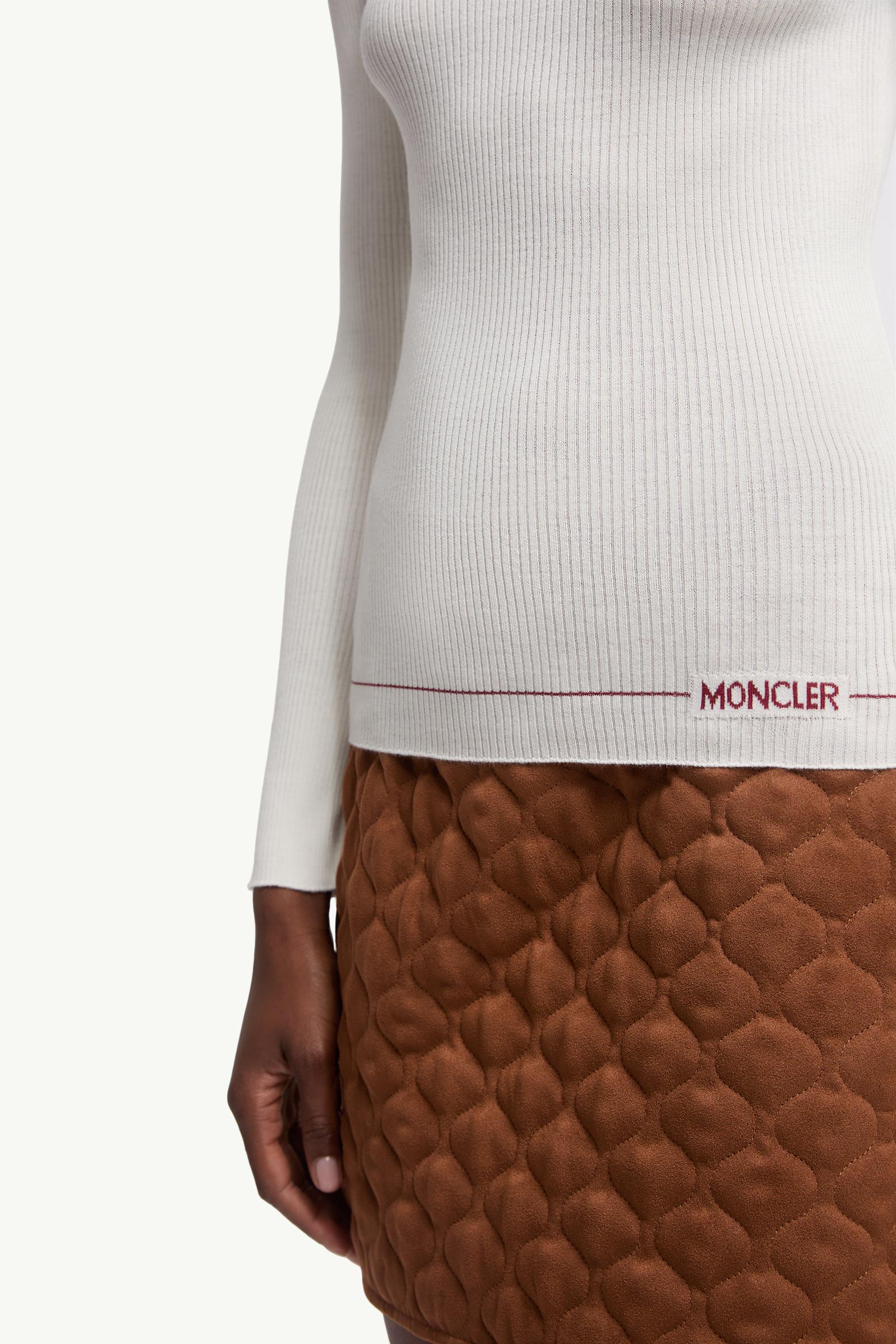 Moncler Logo Wool Turtleneck Sweater White White
