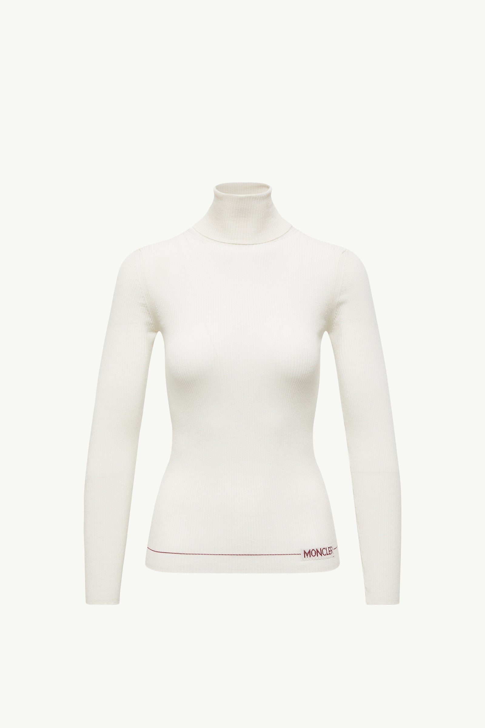Moncler Logo Wool Turtleneck Sweater White White