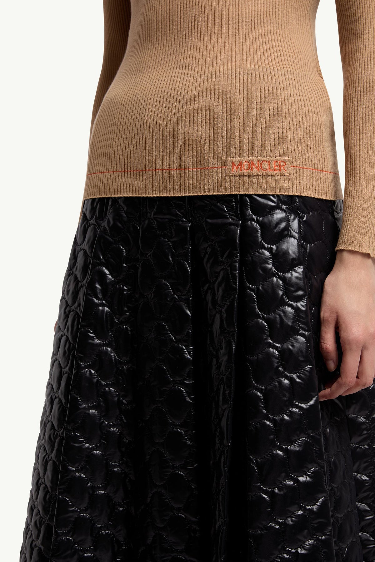 Moncler Logo Wool Turtleneck Sweater Beige Beige