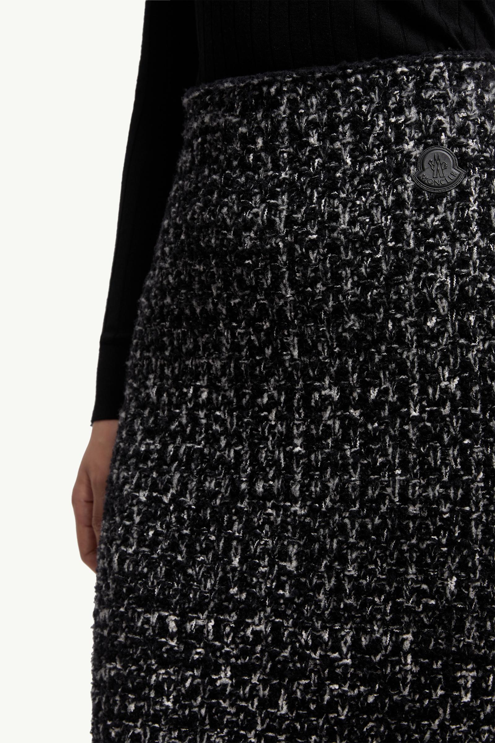 Moncler Fringe-Trim Wool Blend Skirt Black Black