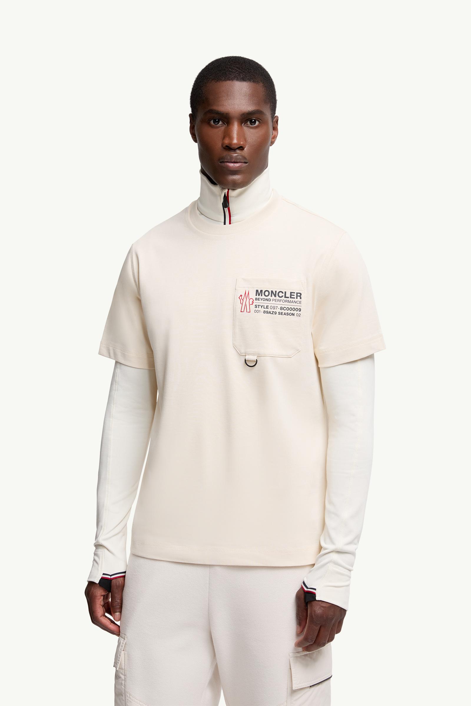 Moncler Embossed Logo Cotton T-Shirt White White