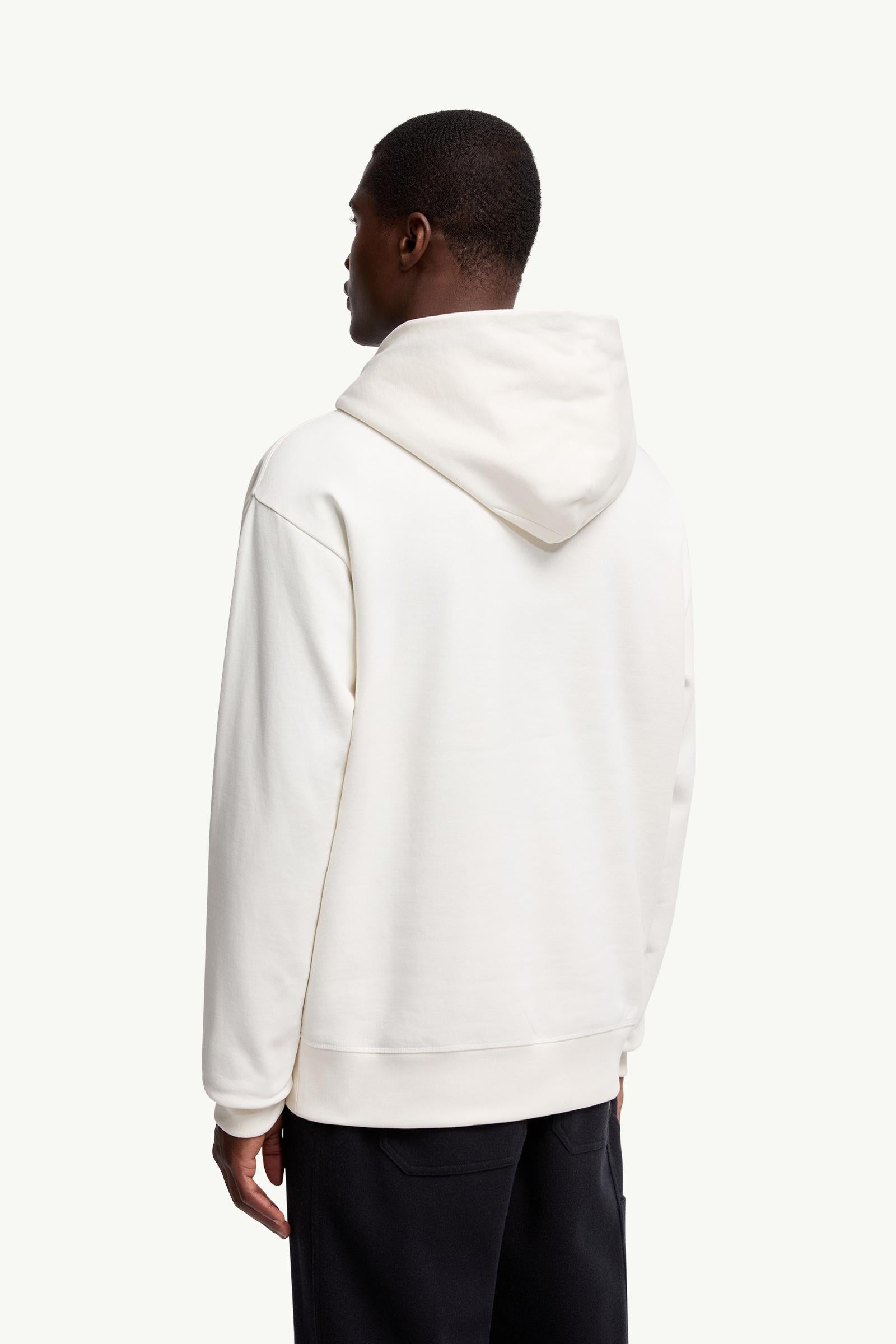 Moncler Logo Cotton Hoodie White White