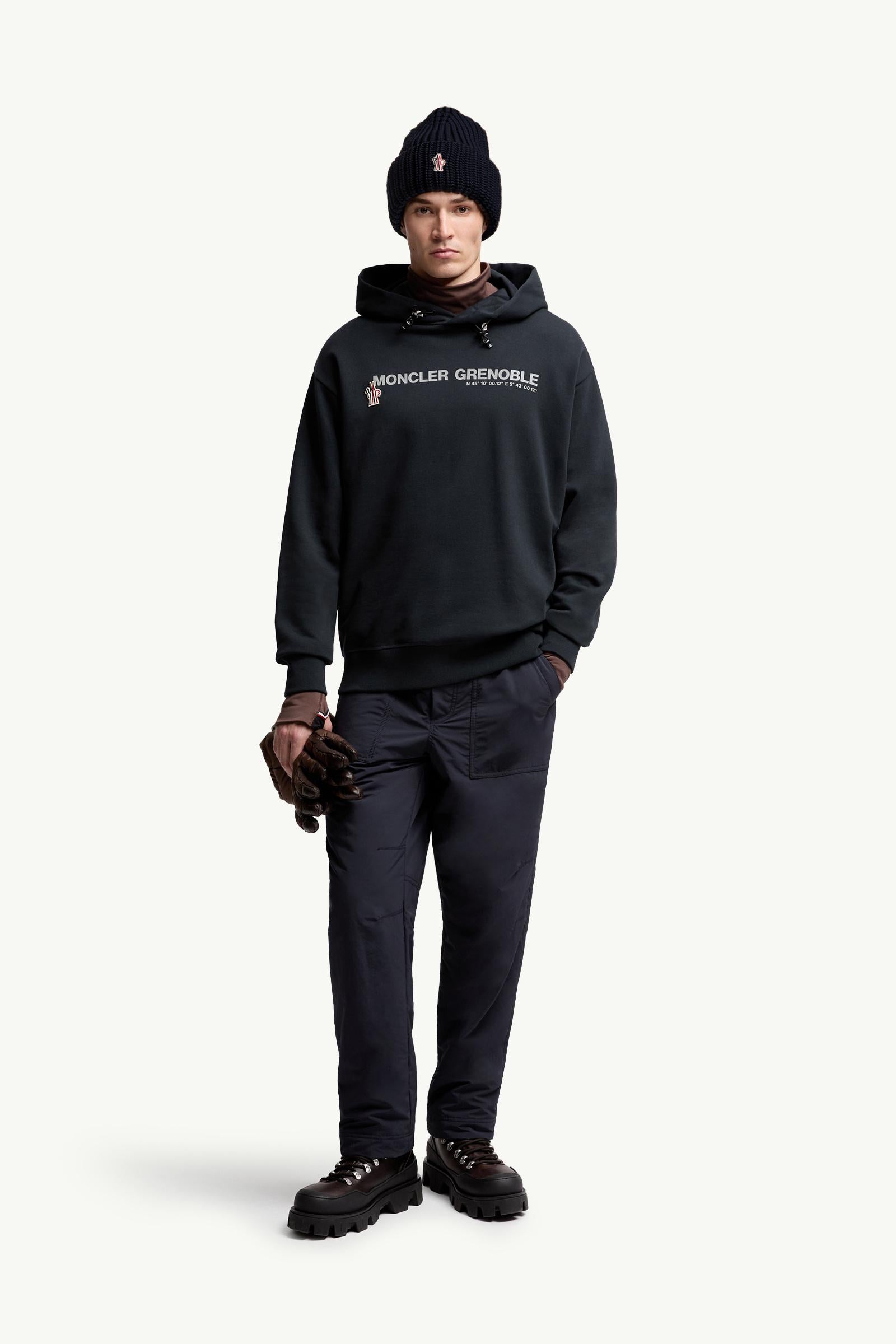 Moncler Logo Cotton Hoodie Navy Blue Navy Blue