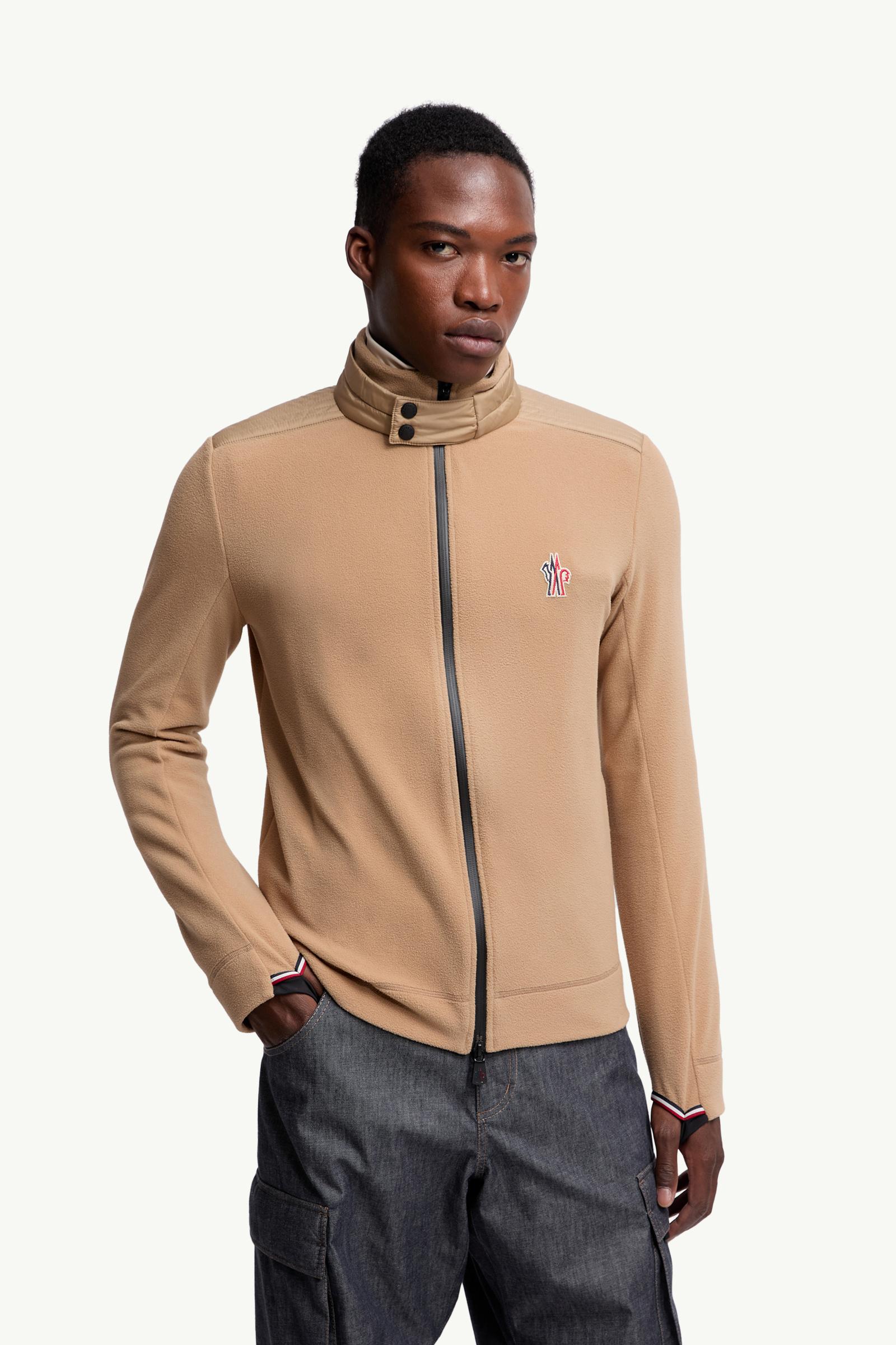 Moncler Fleece Zip-Up Sweatshirt Camel Beige Camel Beige