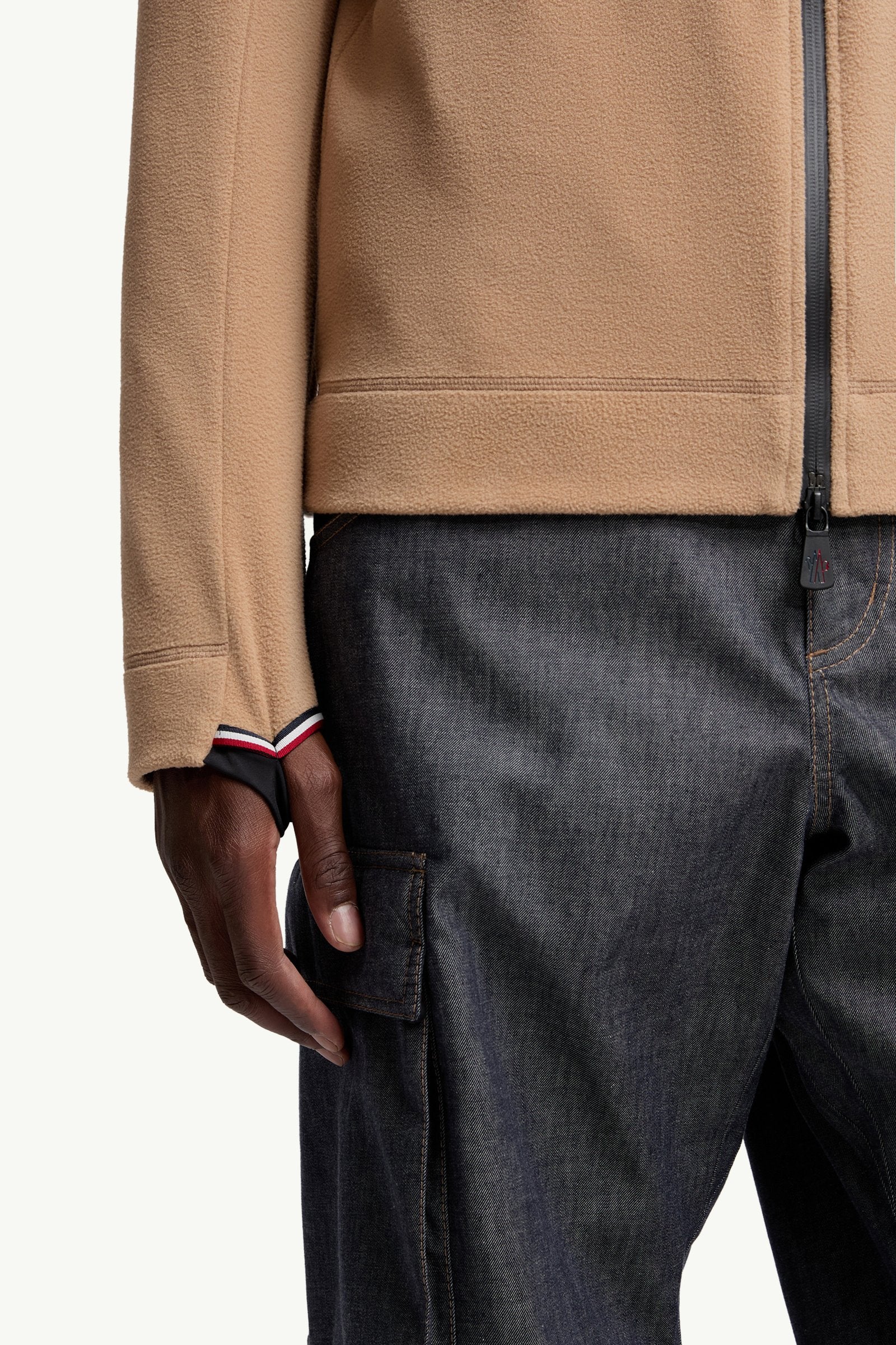 Moncler Fleece Zip-Up Sweatshirt Camel Beige Camel Beige