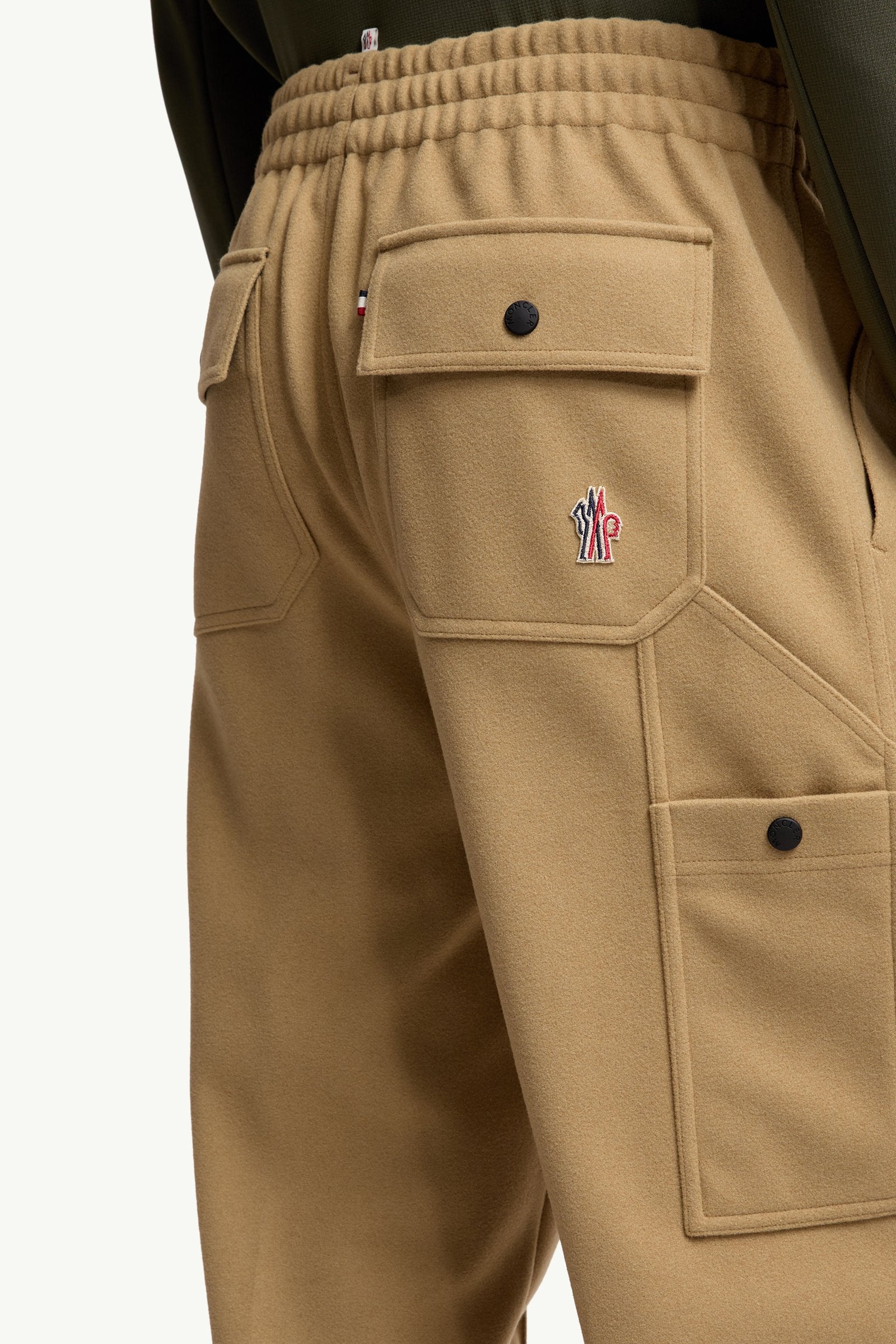 Moncler Embossed Logo Cotton Sweatpants Beige Beige