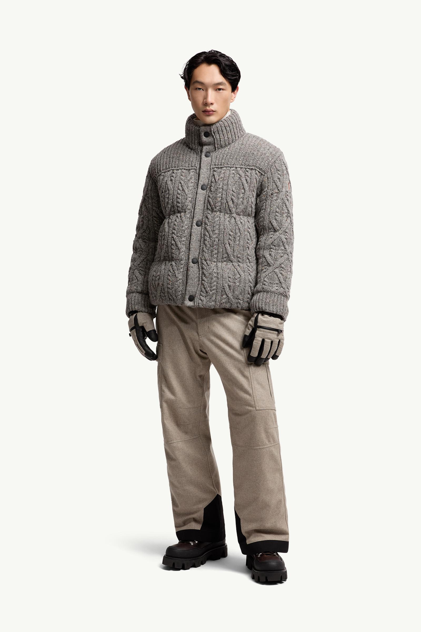 Moncler Ellesmere Wool Tweed Short Down Jacket Grey Grey