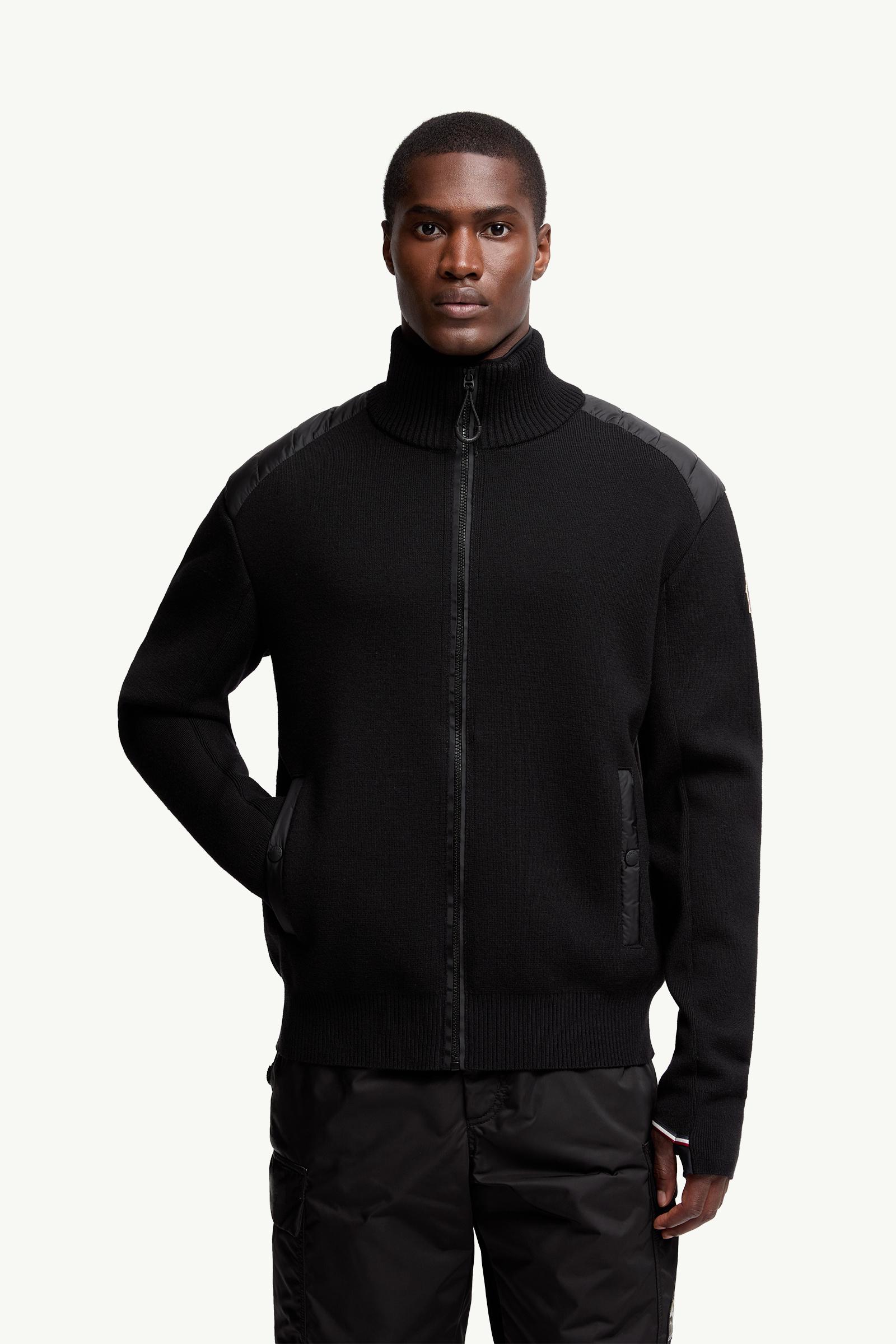 Moncler Padded Wool Zip-Up Cardigan Black Black