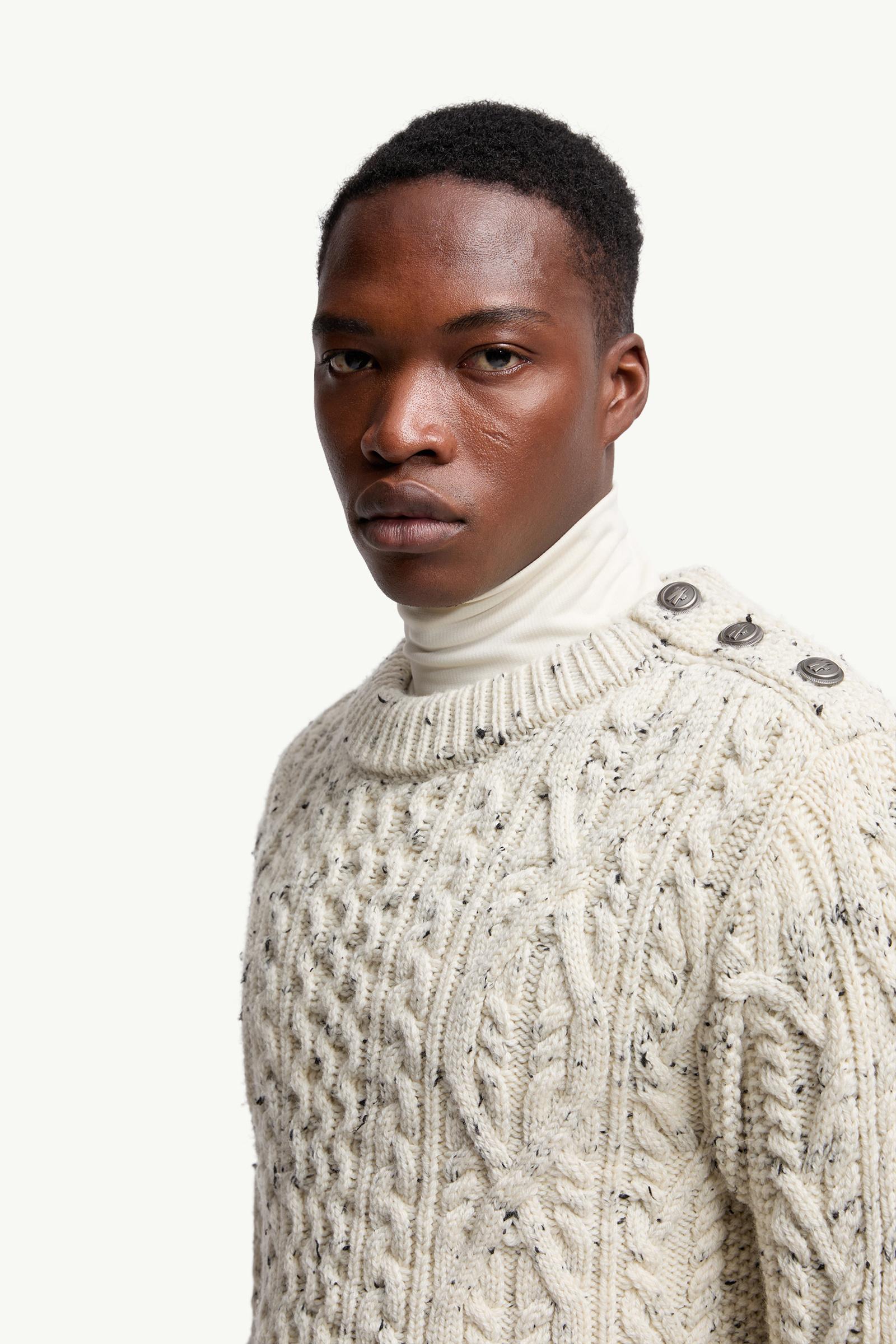 Moncler Argyle Wool Sweater White Ivory White Ivory