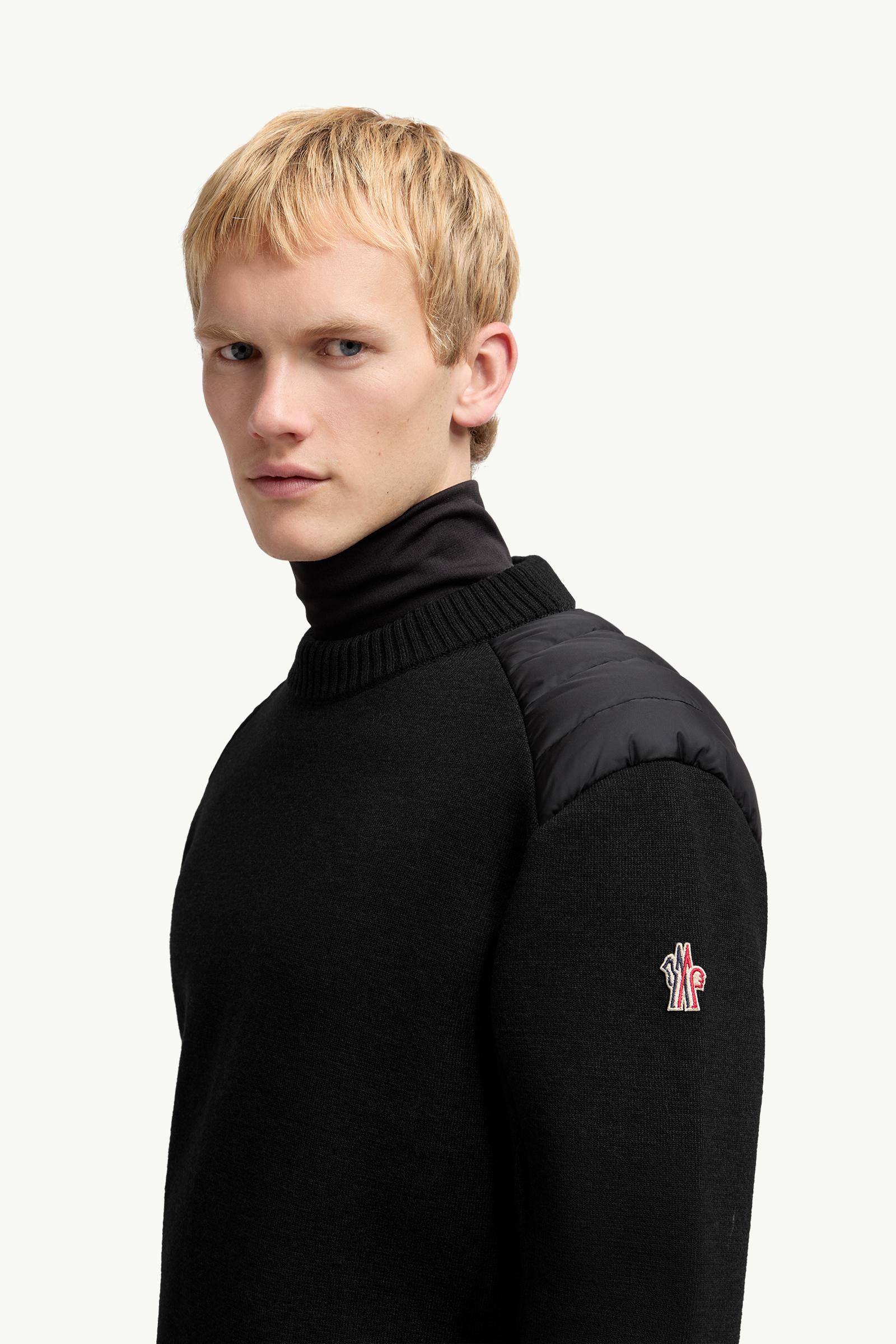 Moncler Wool Blend Down Sweater Black Black