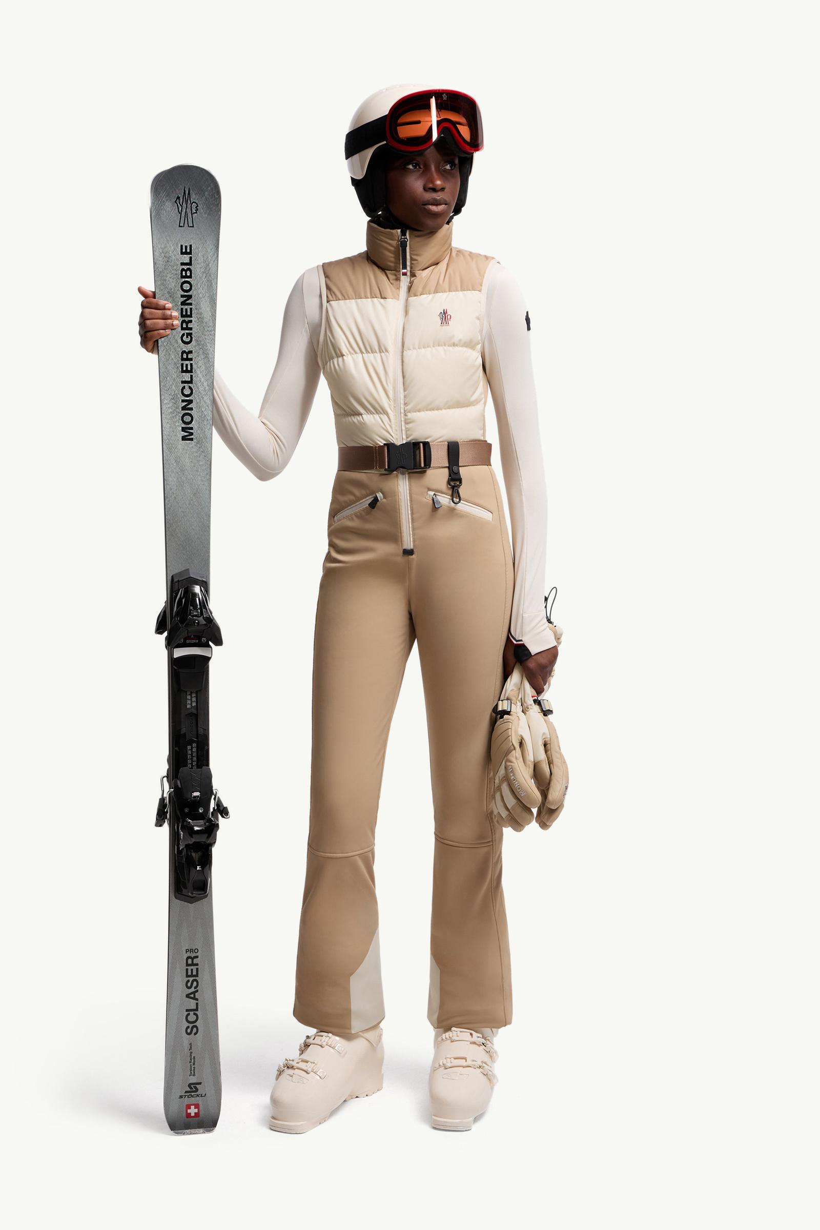 Moncler Down-Filled Ski Suit Beige & White Beige & White