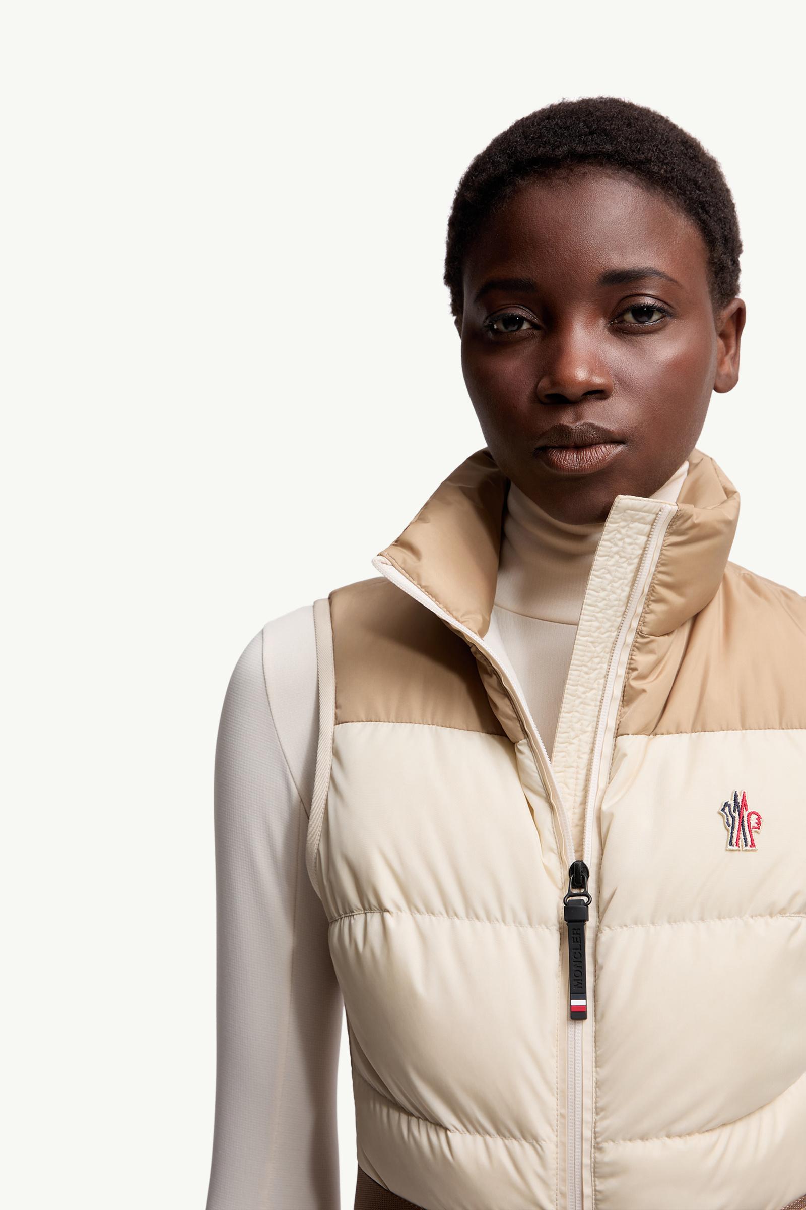 Moncler Down-Filled Ski Suit Beige & White Beige & White