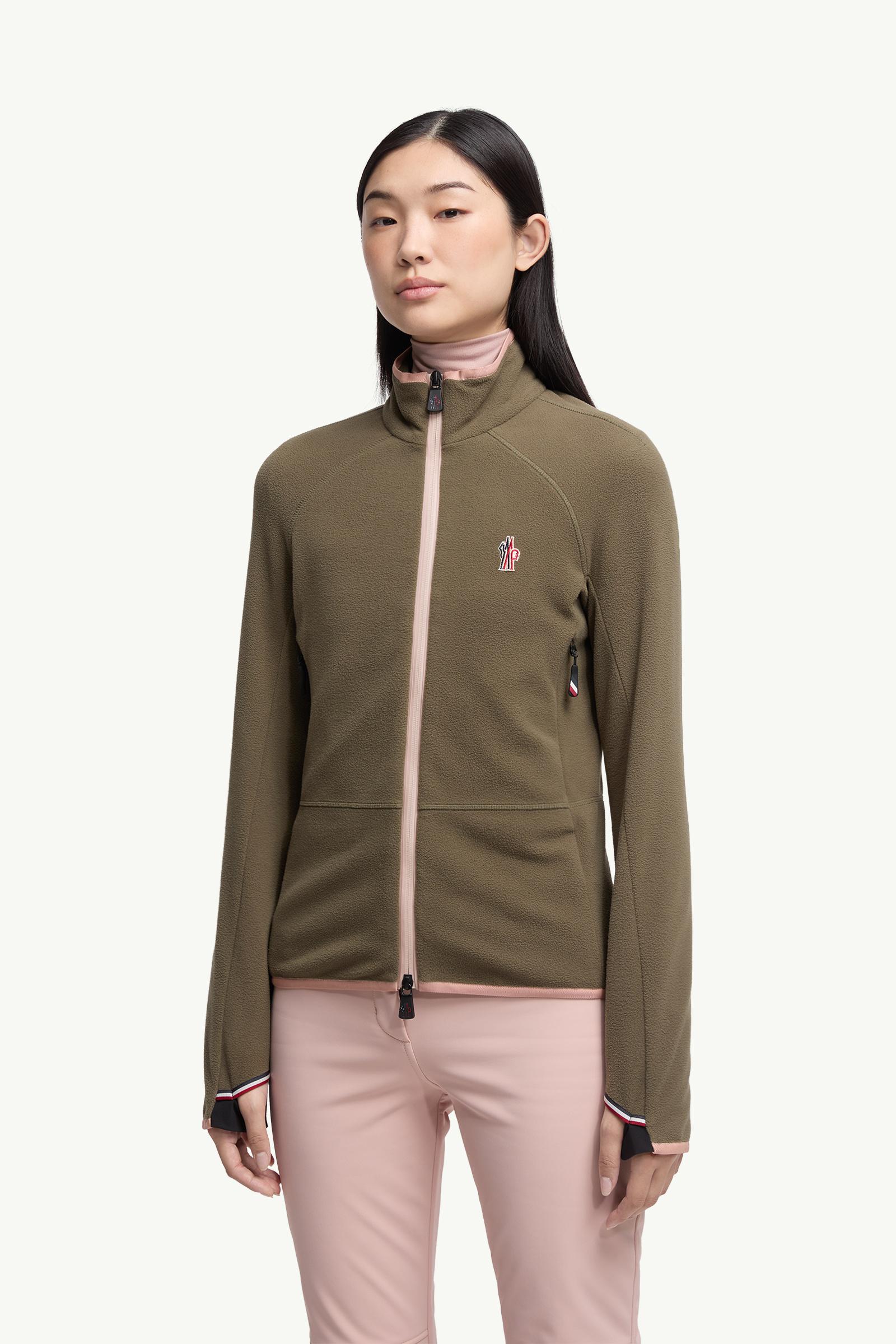 Moncler Fleece Zip-Up Sweatshirt Olive Green Olive Green