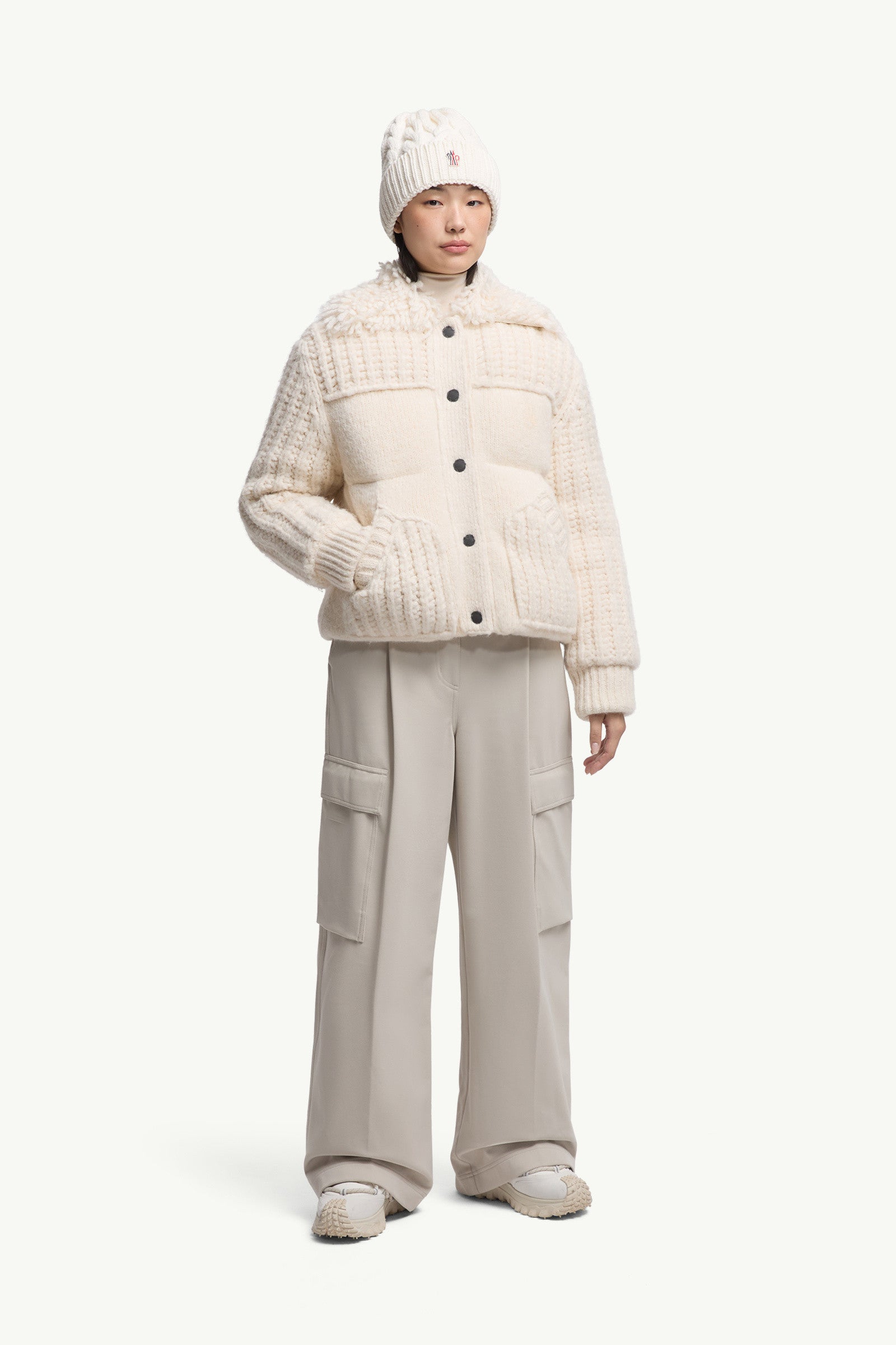 Moncler Hillehorn Alpaca Blend Short Down Jacket White Ivory White Ivory