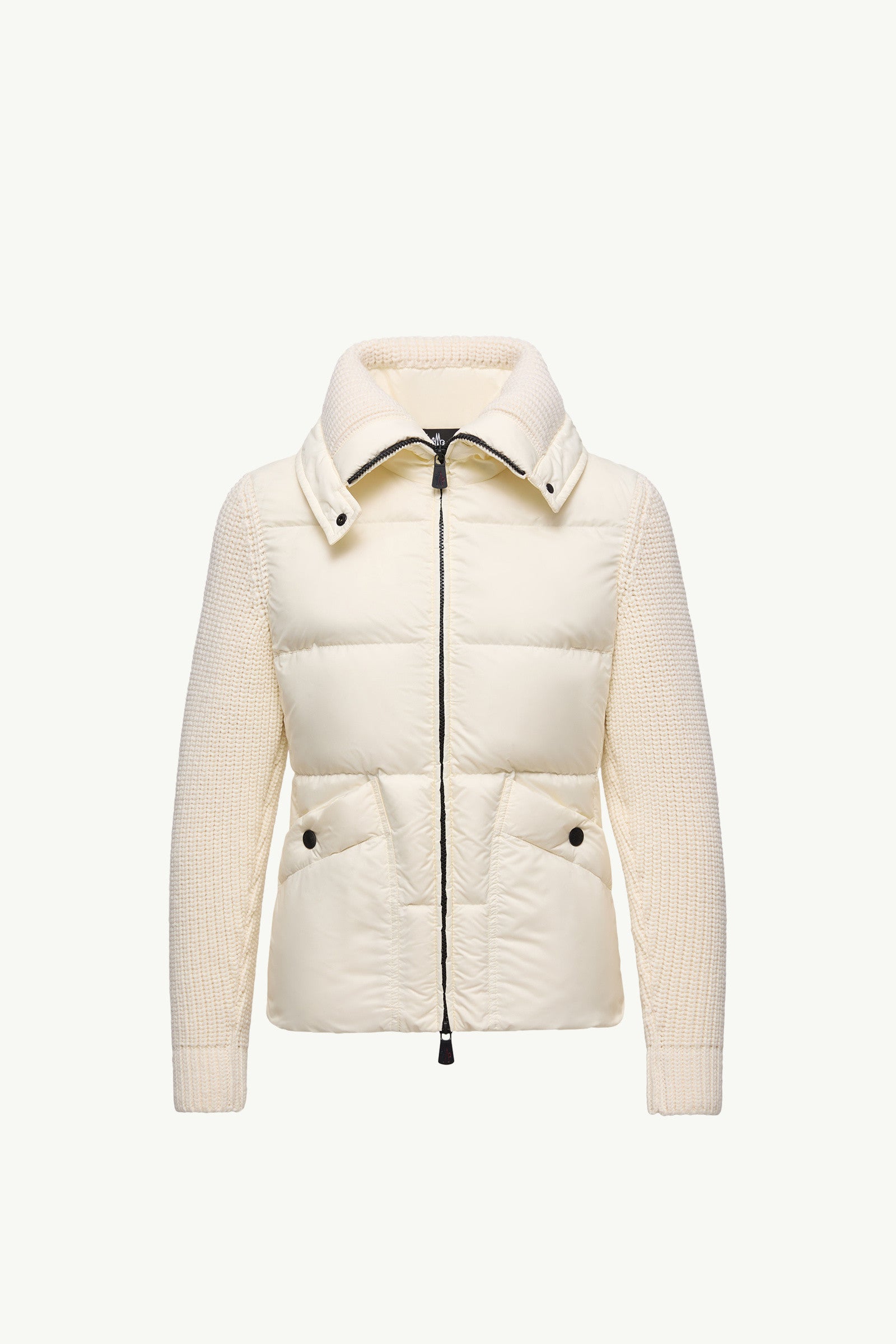 Moncler Padded Wool Zip-Up Cardigan White Ivory White Ivory