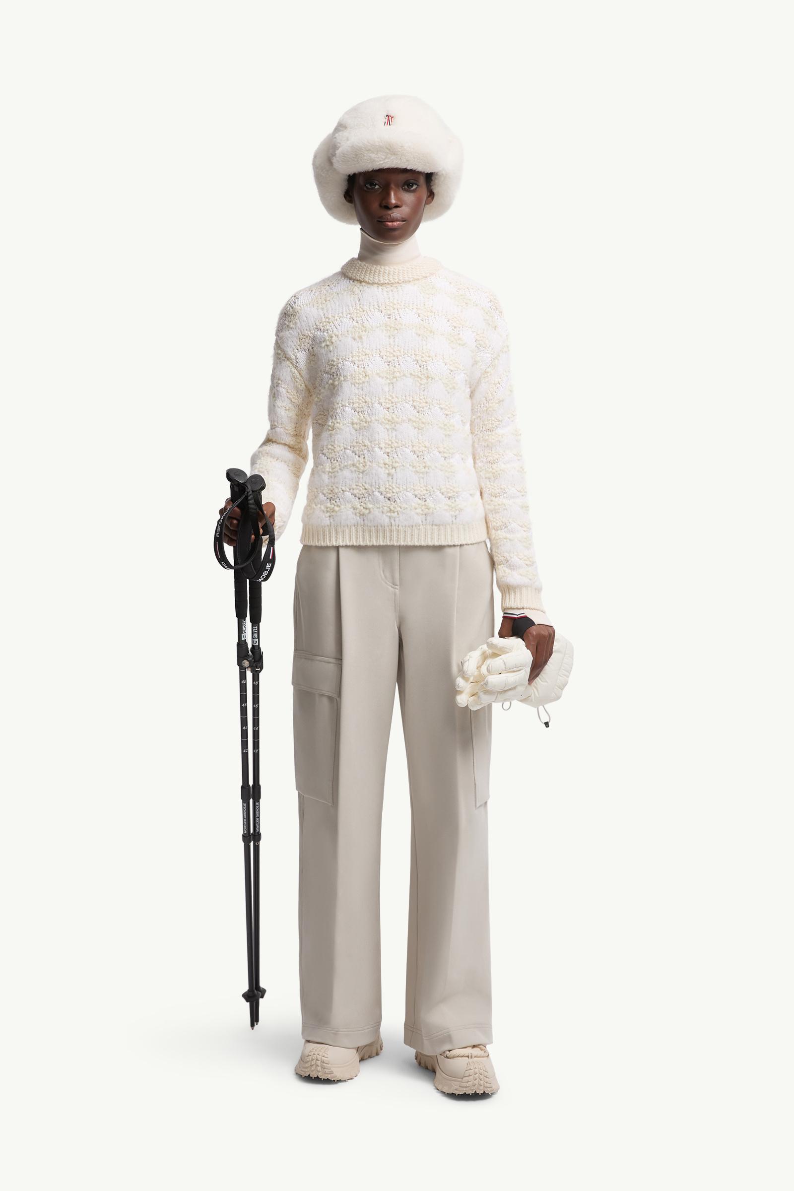 Moncler Wool & Alpaca Blend Striped Sweater White Ivory White Ivory