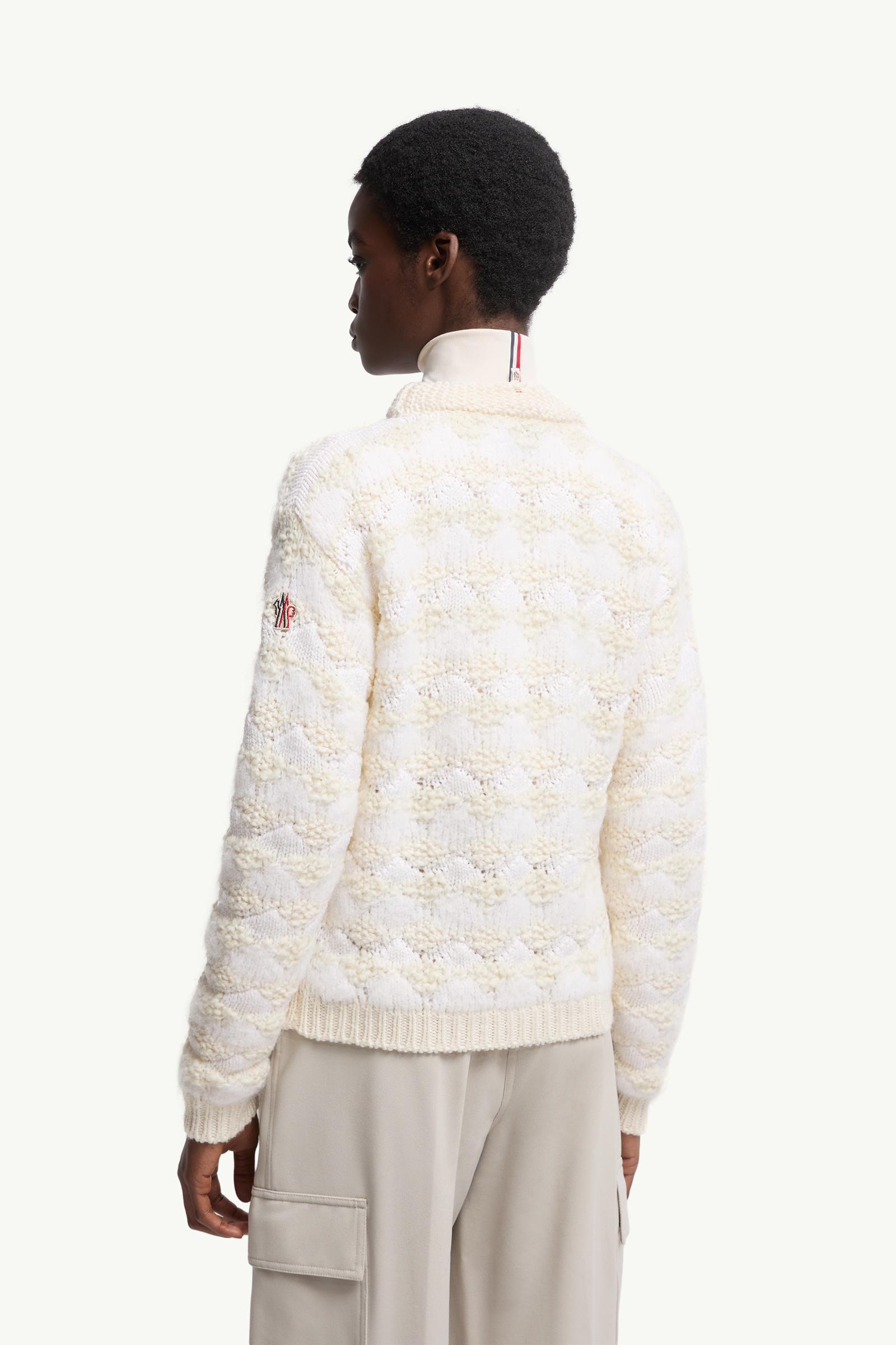 Moncler Wool & Alpaca Blend Striped Sweater White Ivory White Ivory