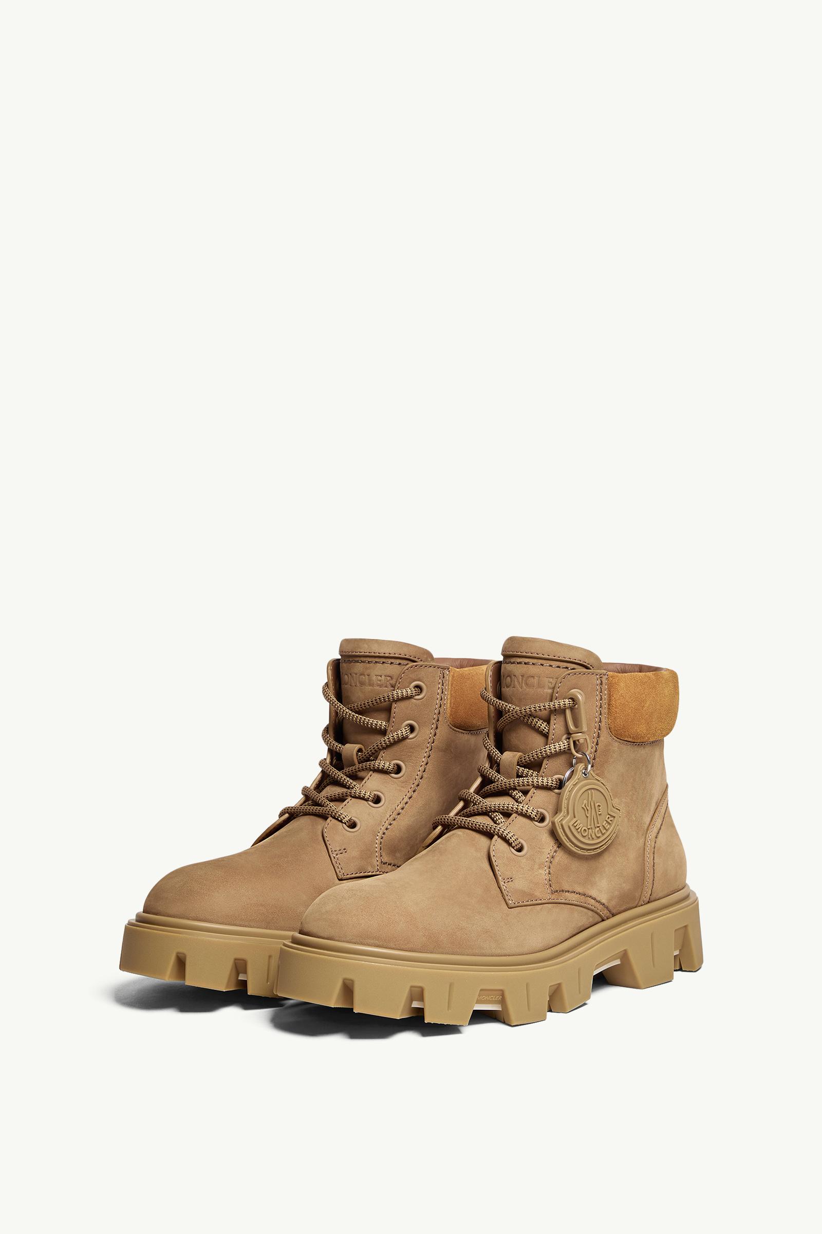 Moncler Peak City Nubuck & Suede Lace-Up Boots Khaki