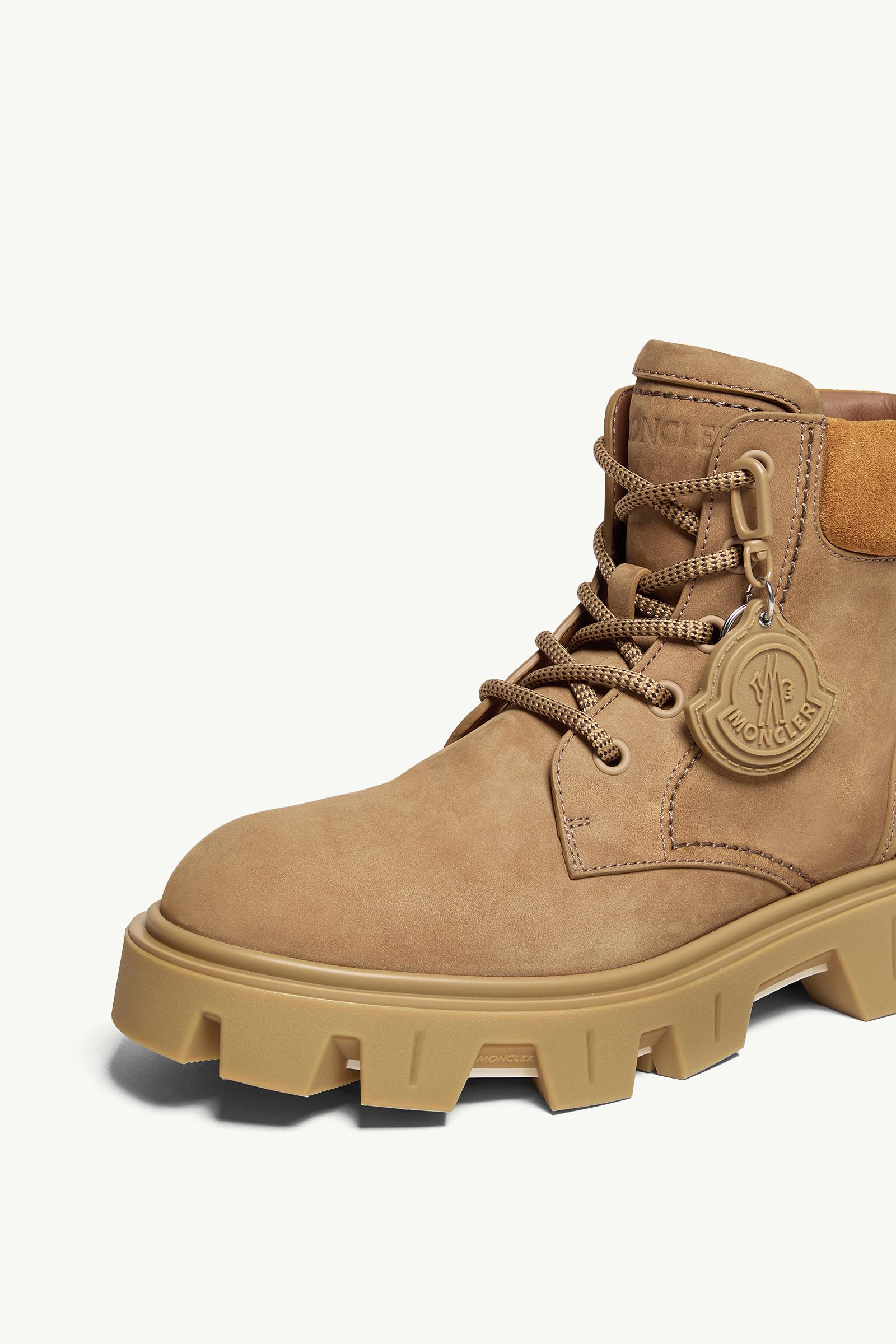 Moncler Peak City Nubuck & Suede Lace-Up Boots Khaki