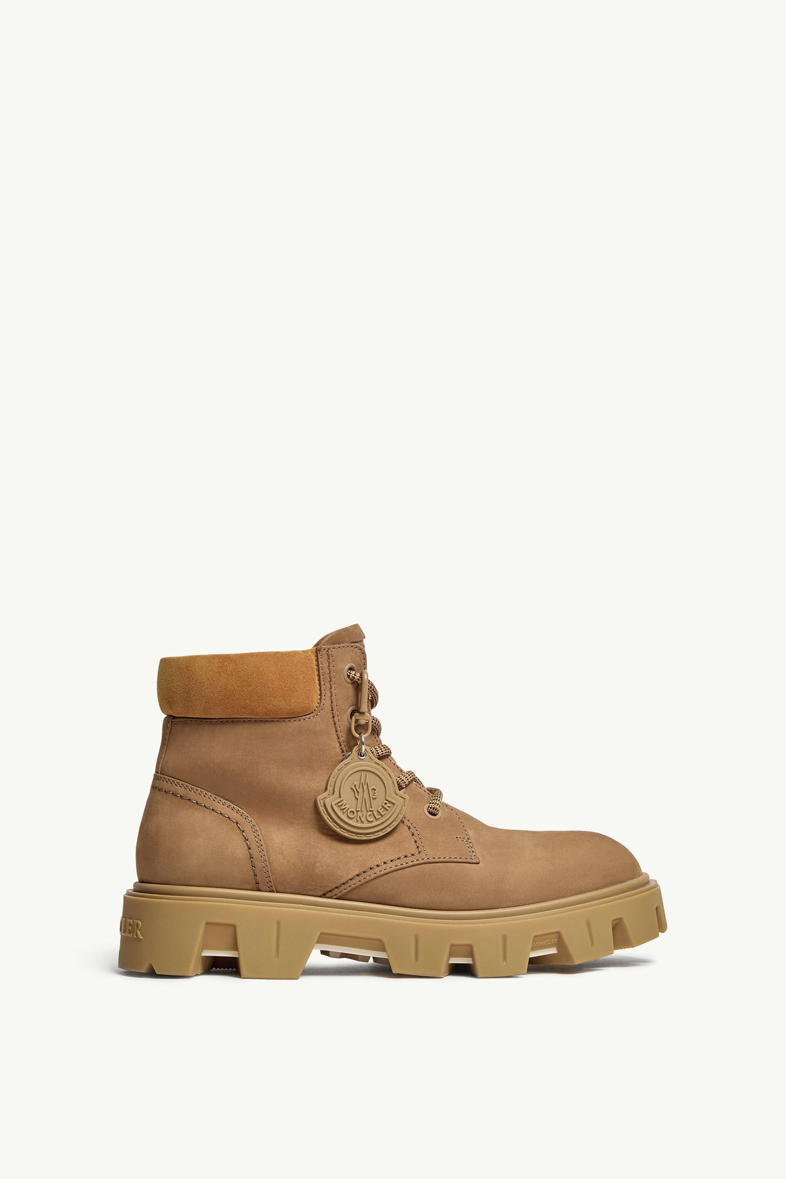 Moncler Peak City Nubuck & Suede Lace-Up Boots Khaki