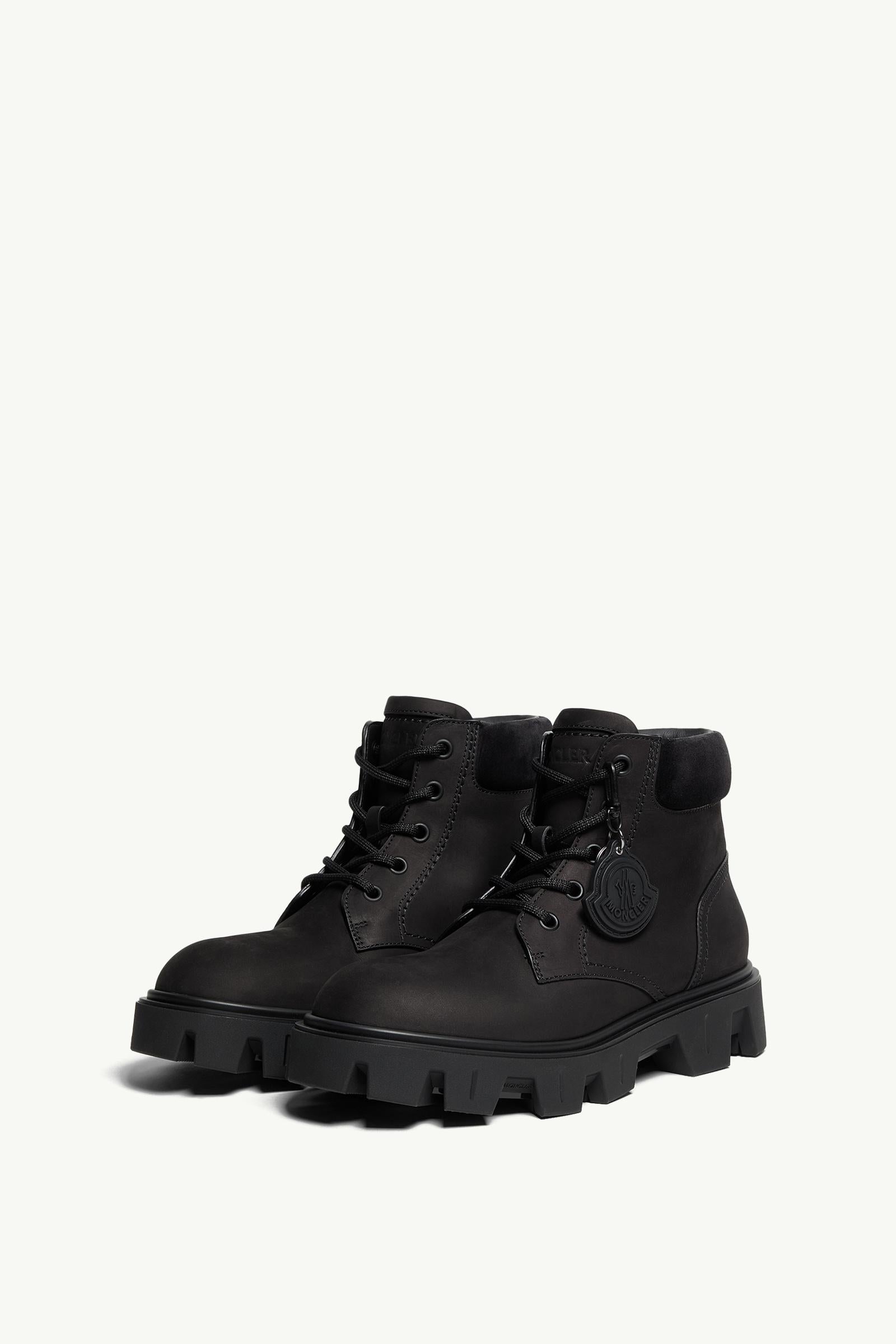 Moncler Peak City Nubuck & Suede Lace-Up Boots Black