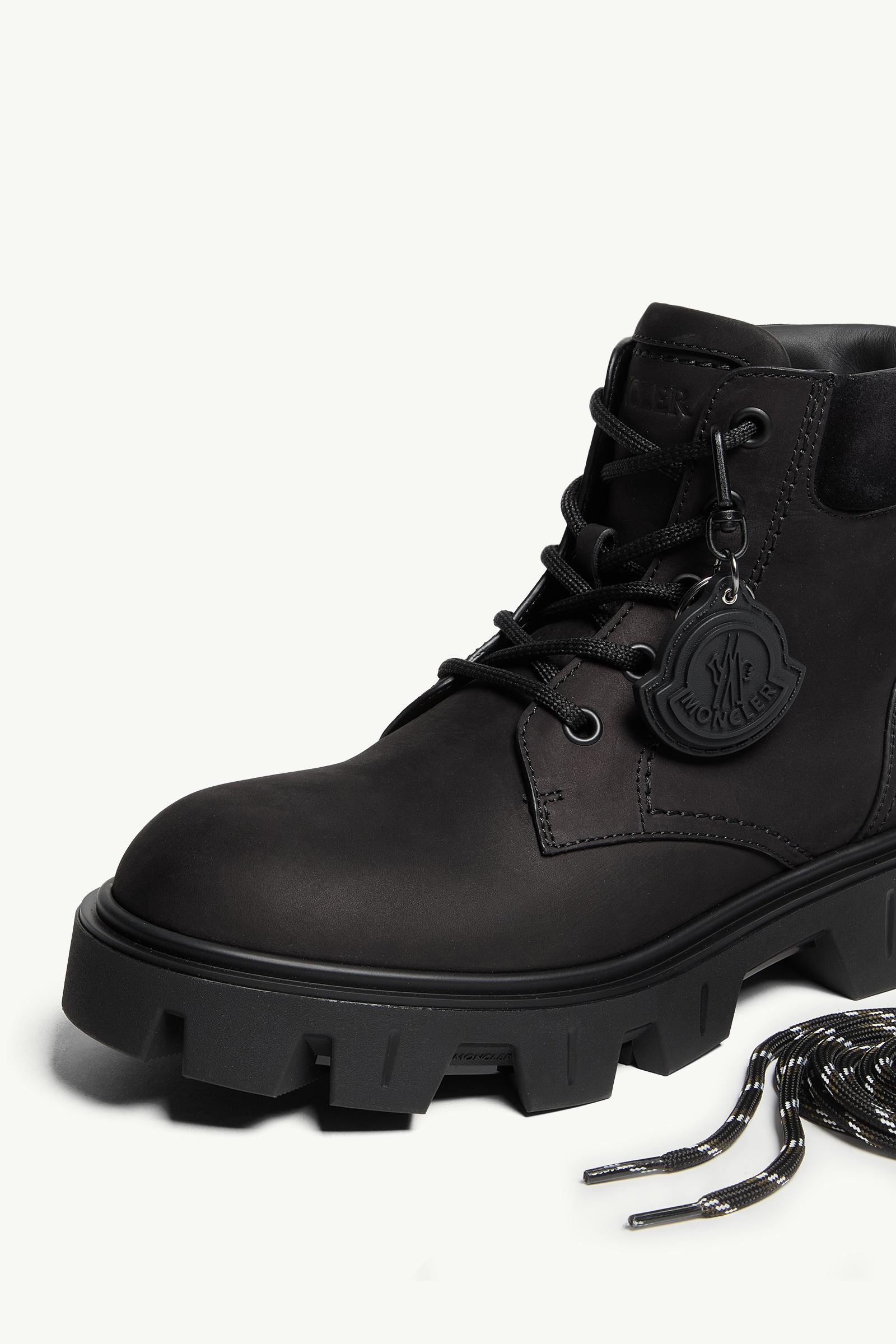 Moncler Peak City Nubuck & Suede Lace-Up Boots Black