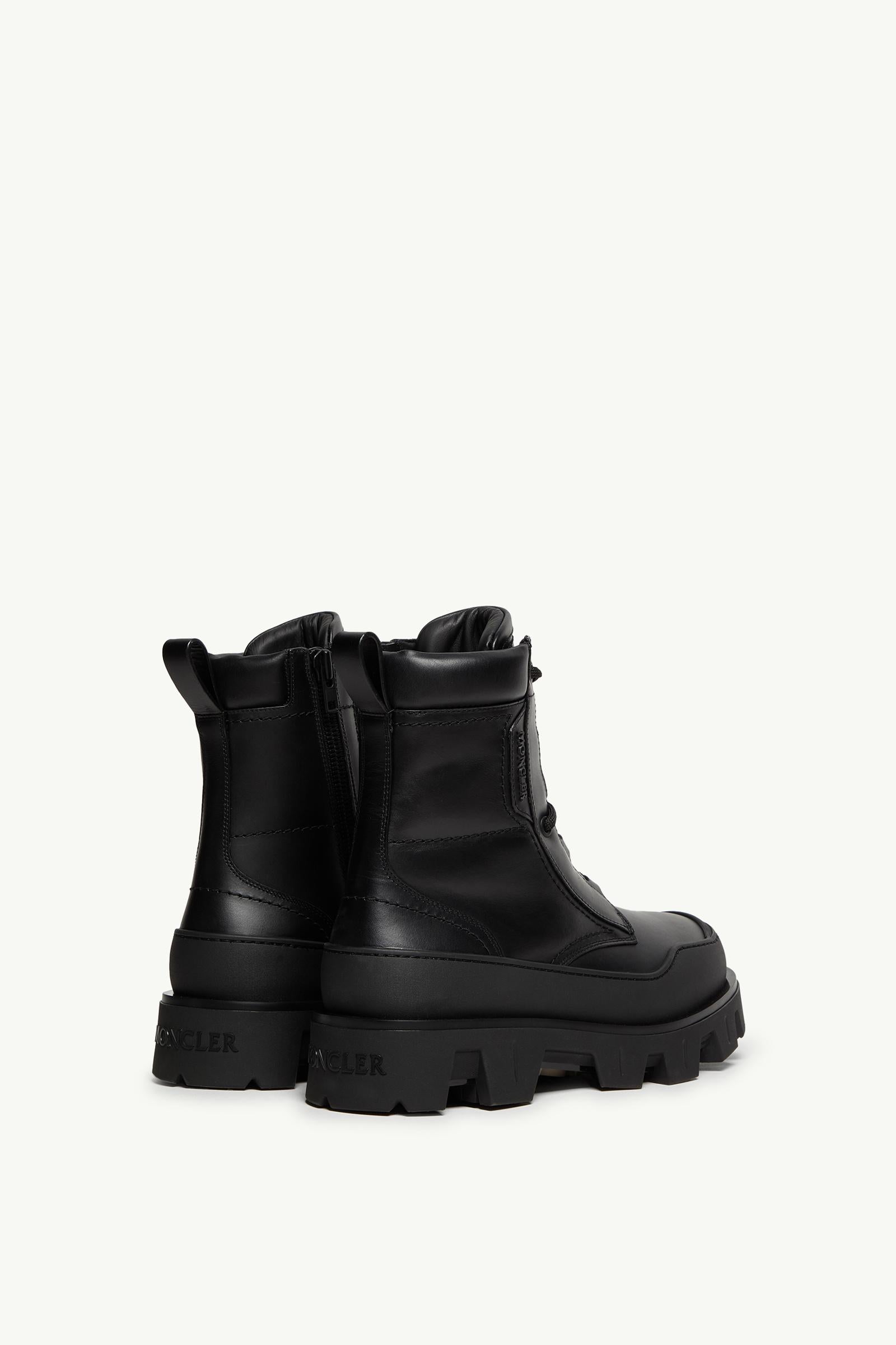 Moncler Peak Path Leather Lace-Up Boots Black
