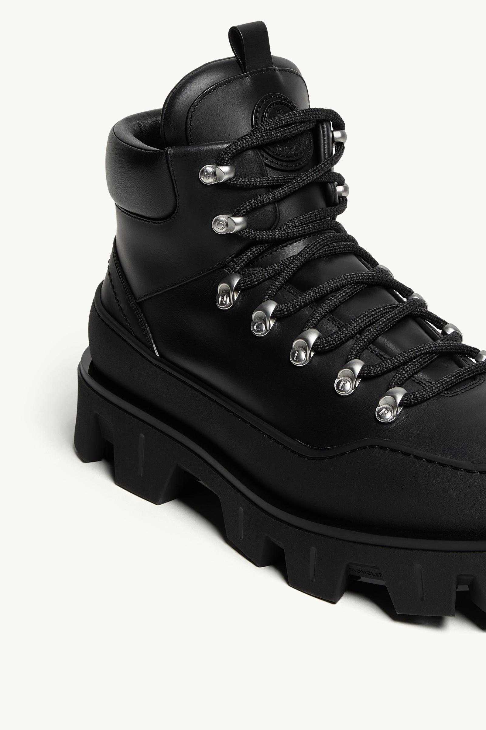 Moncler Peak Trek Leather Ankle Boots Black