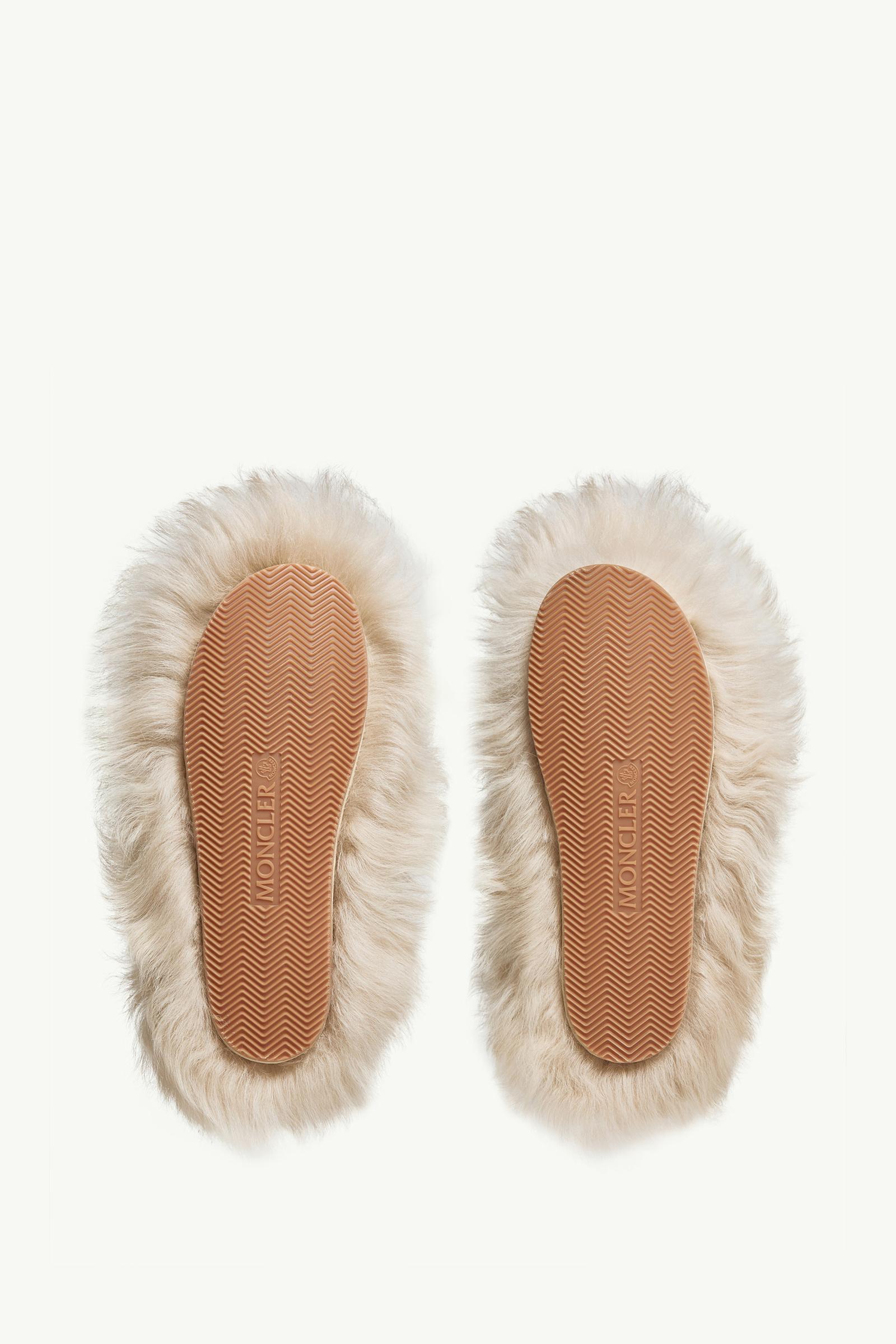 Moncler Snug Shearling Flats Light Beige