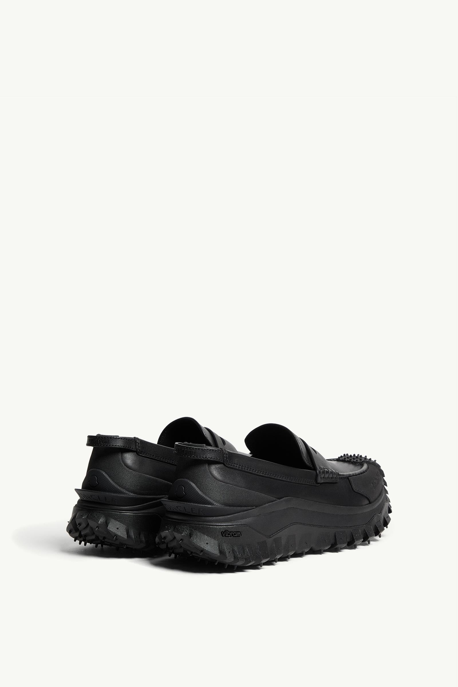 Moncler Trailgrip Leather Loafers Black