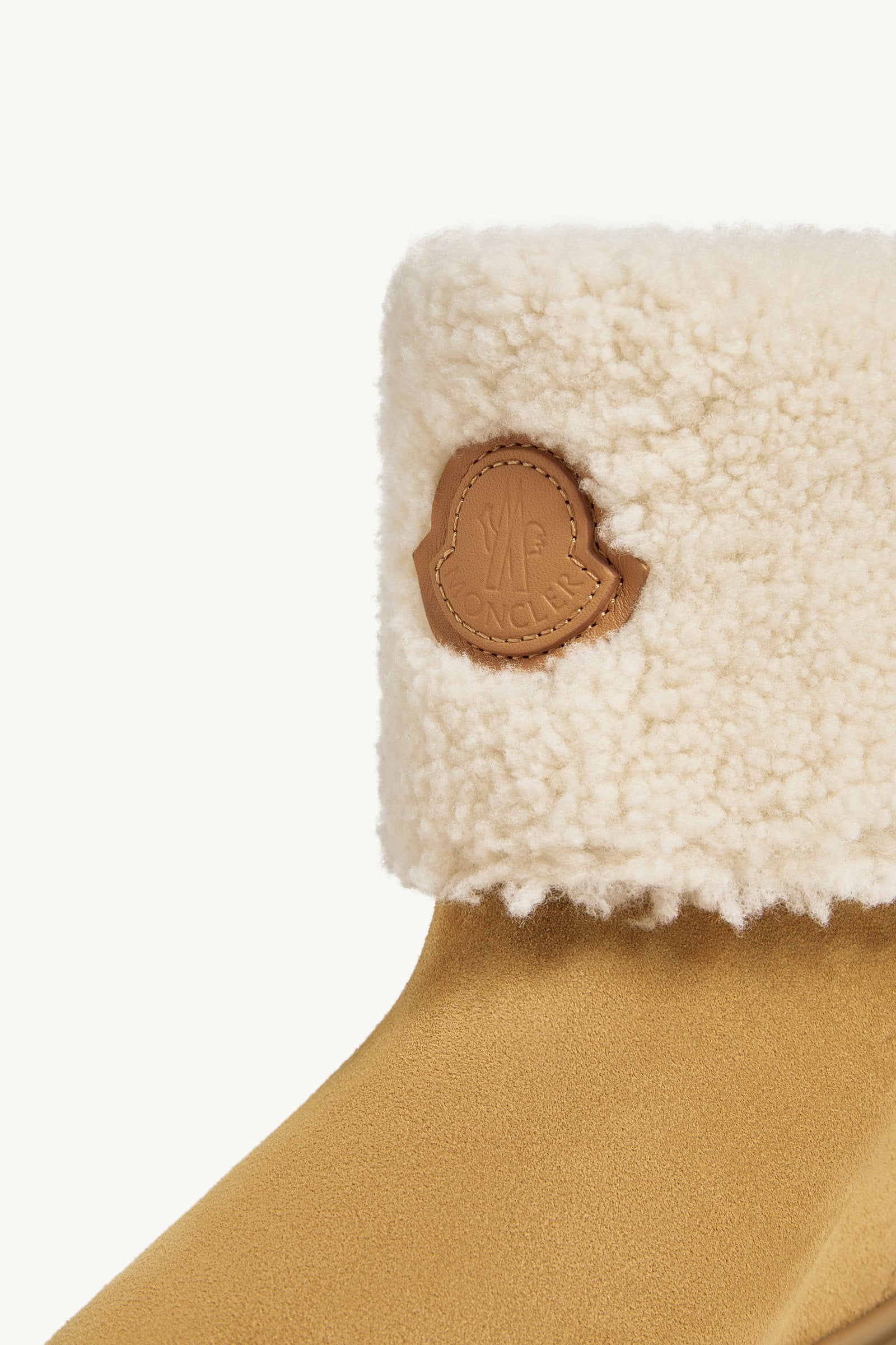 Moncler Aurea Mid Suede & Shearling Boots Camel Beige