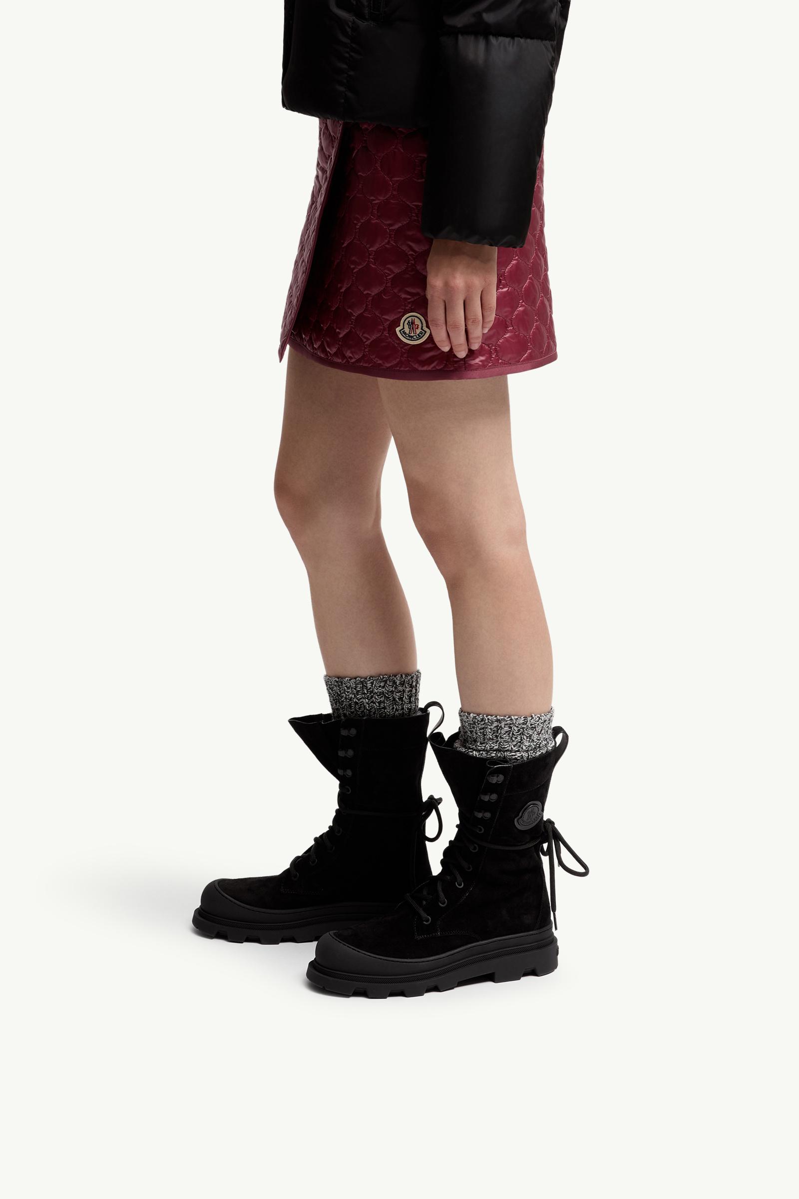Moncler Vera High Suede Lace-Up Boots Black