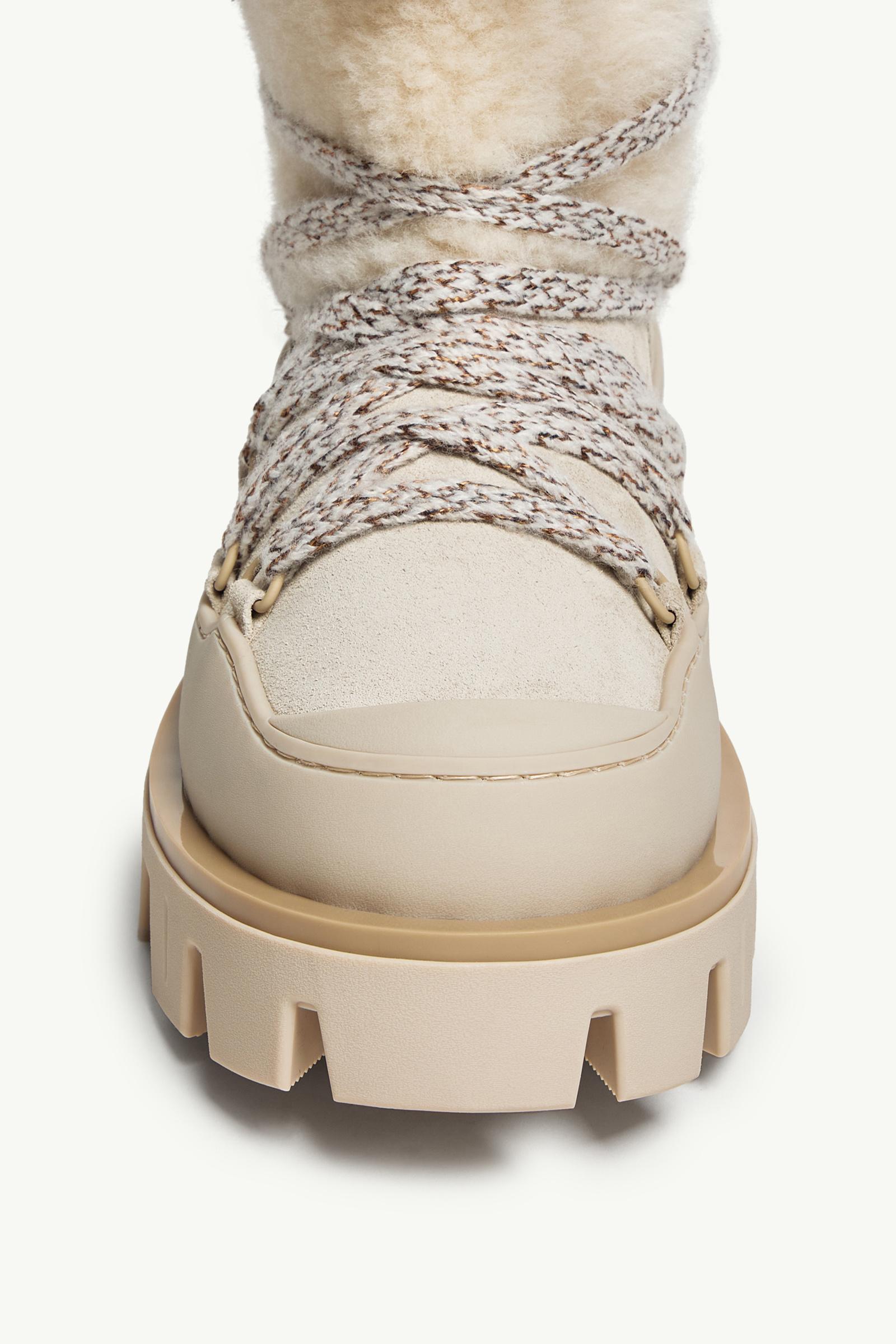 Moncler Peak Aprs Suede & Shearling Boots Light Beige